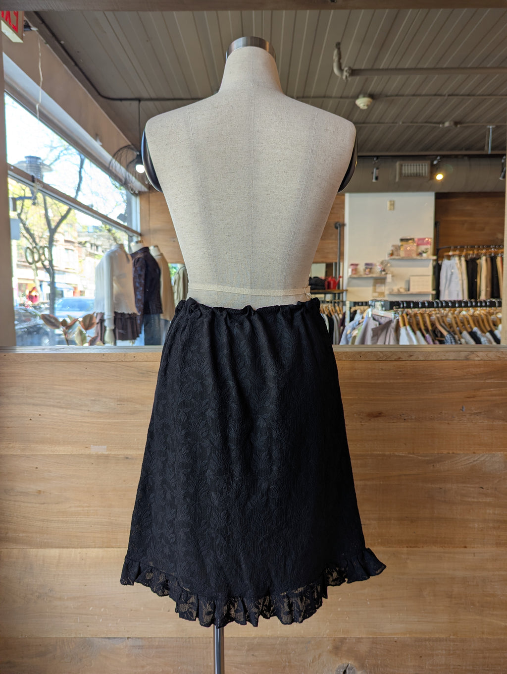 Noir Blossom Lace Midi Skirt
