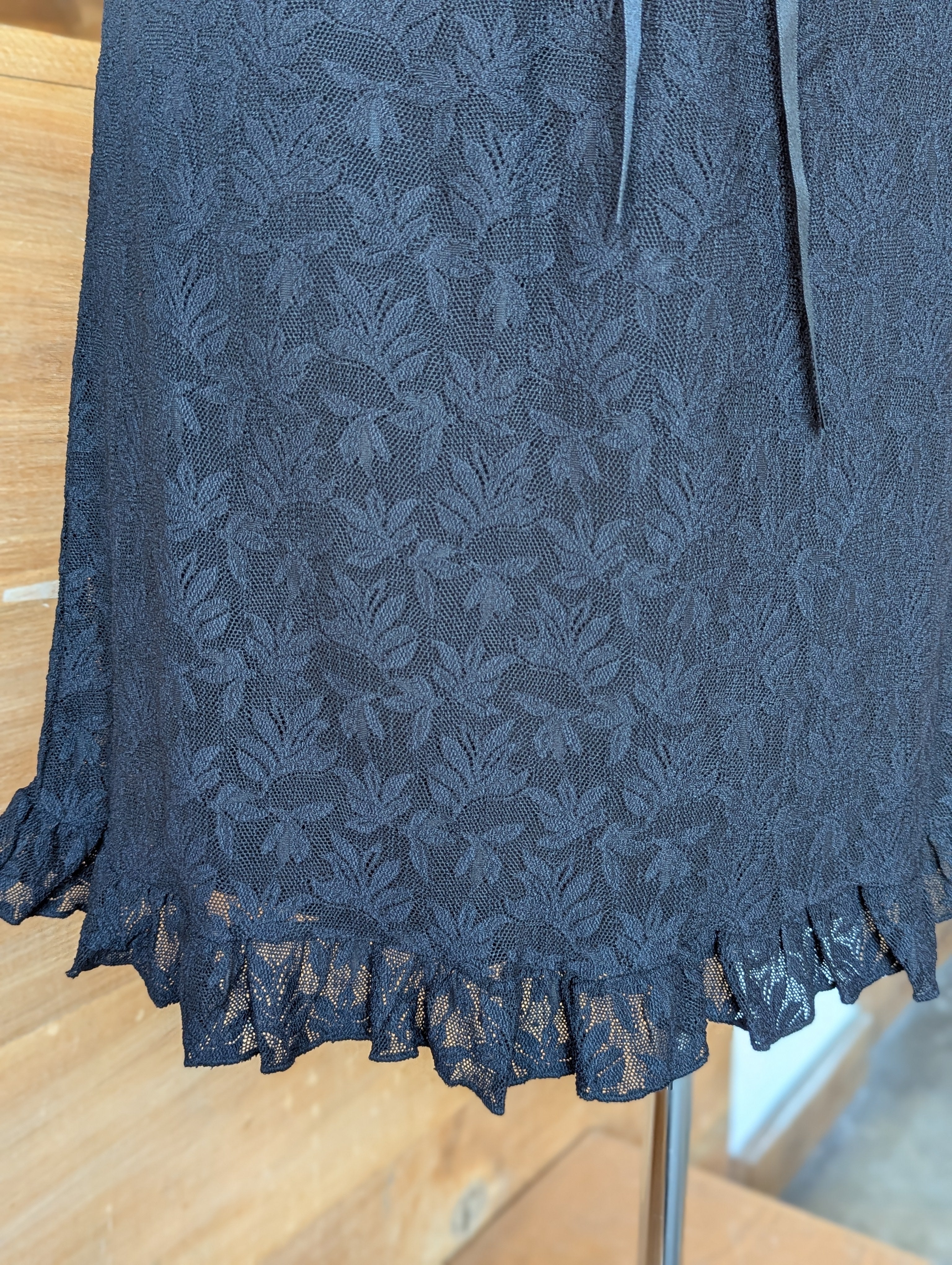 Noir Blossom Lace Midi Skirt