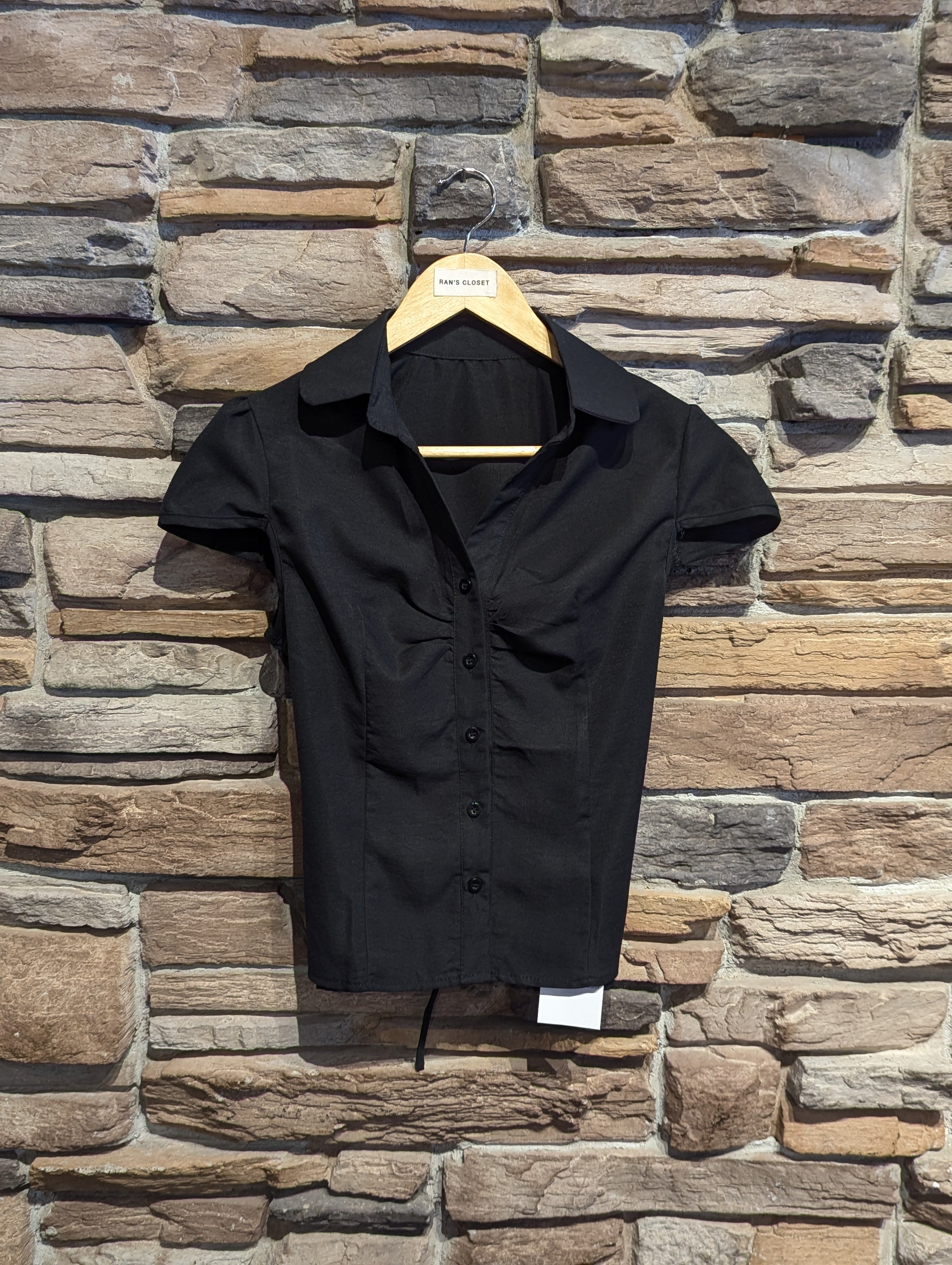 Market Stroll Ruched Tie-Back Blouse