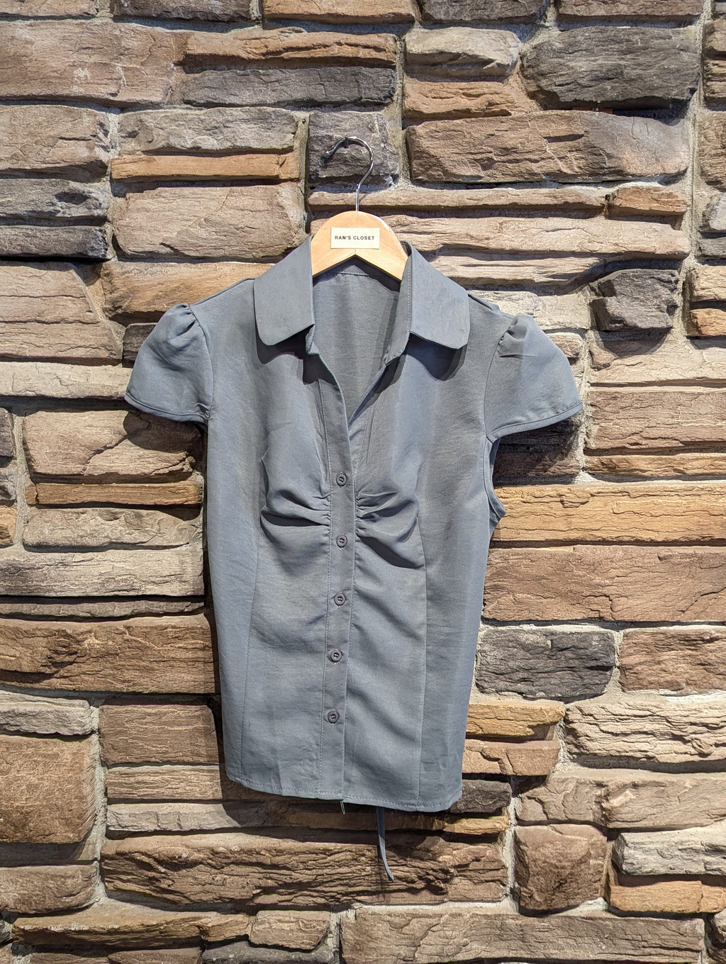 Market Stroll Ruched Tie-Back Blouse