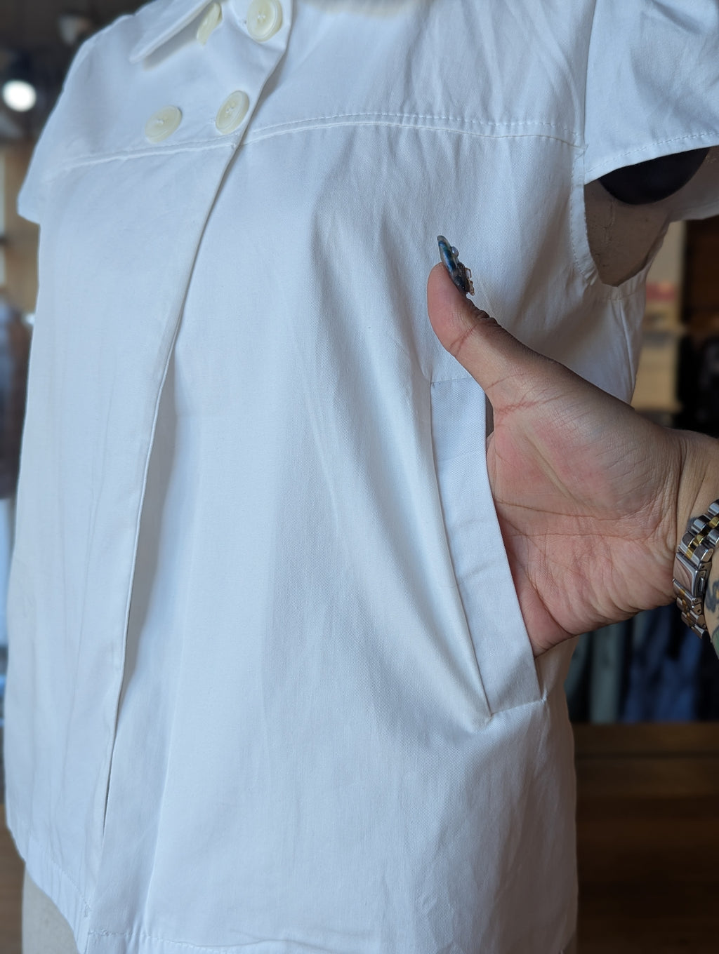 Morning Latte Double Breasted Cap Sleeve Swing Jacket