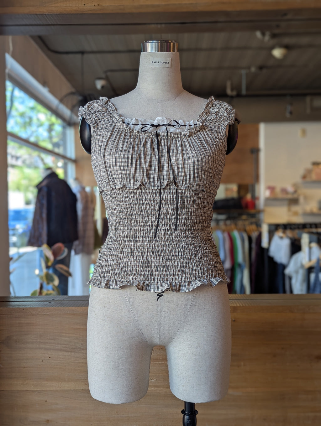 Park Picnic Smocked Check Ruffle Top