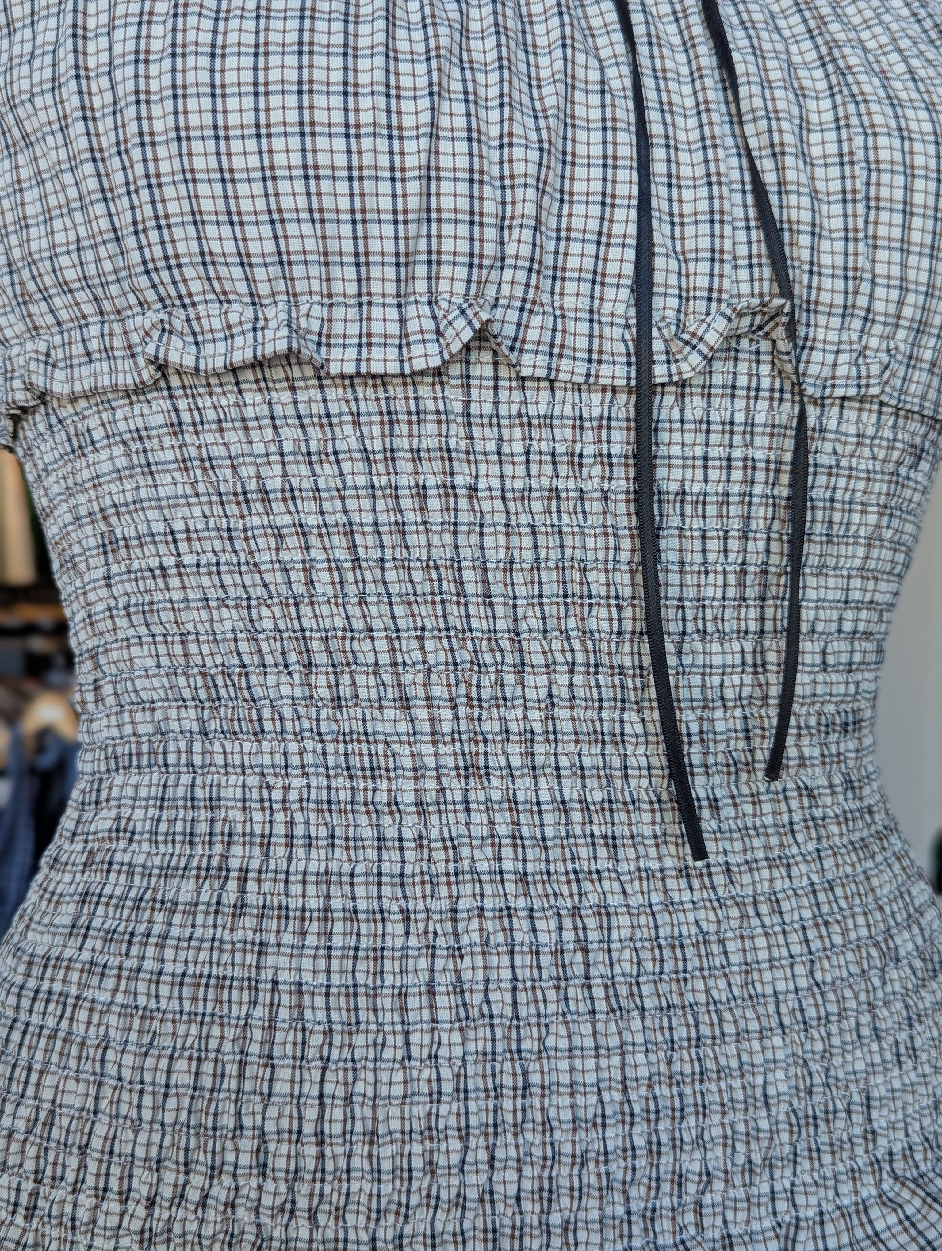 Park Picnic Smocked Check Ruffle Top