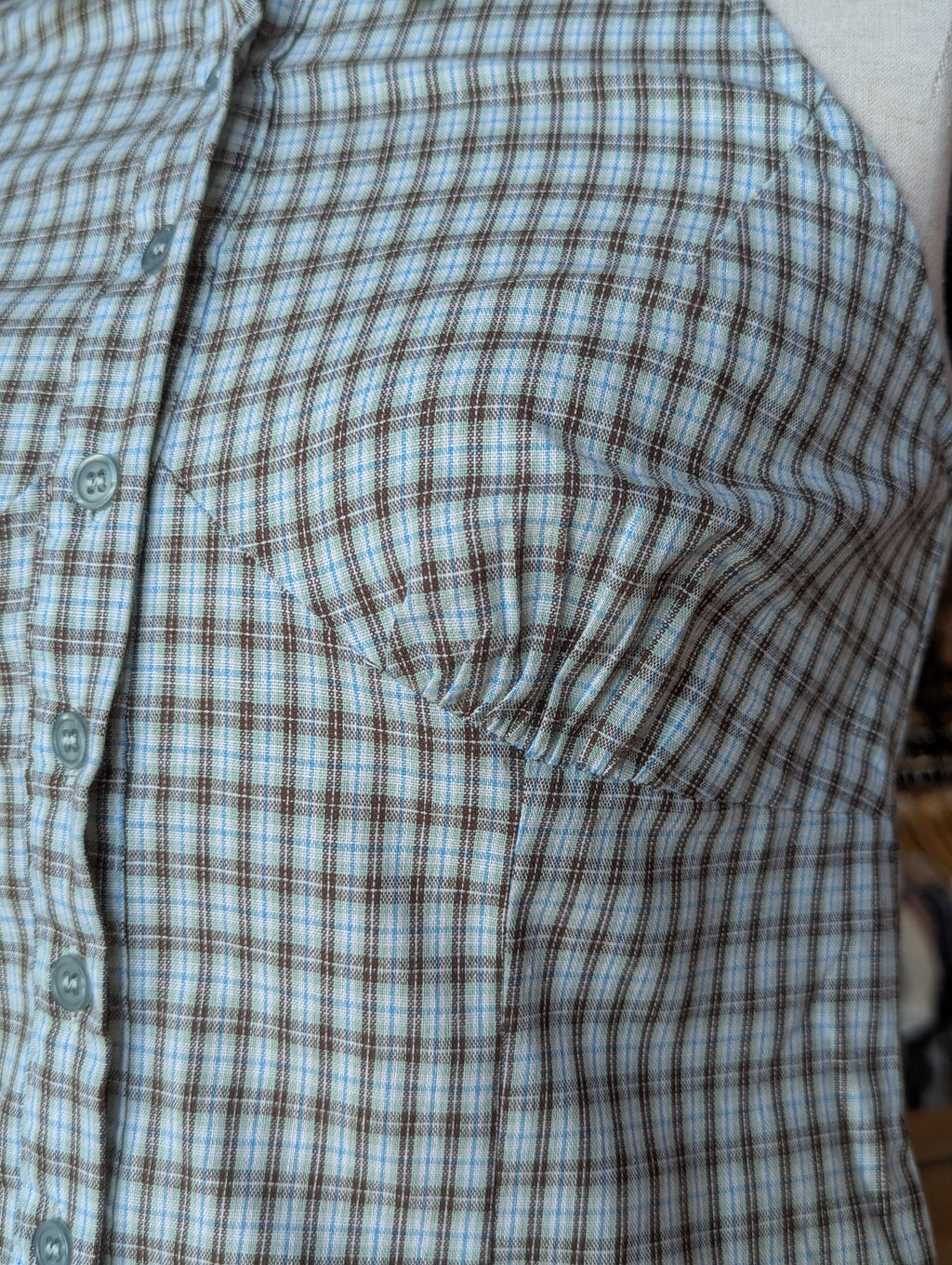 Riverside Check Halter Button-Up Top