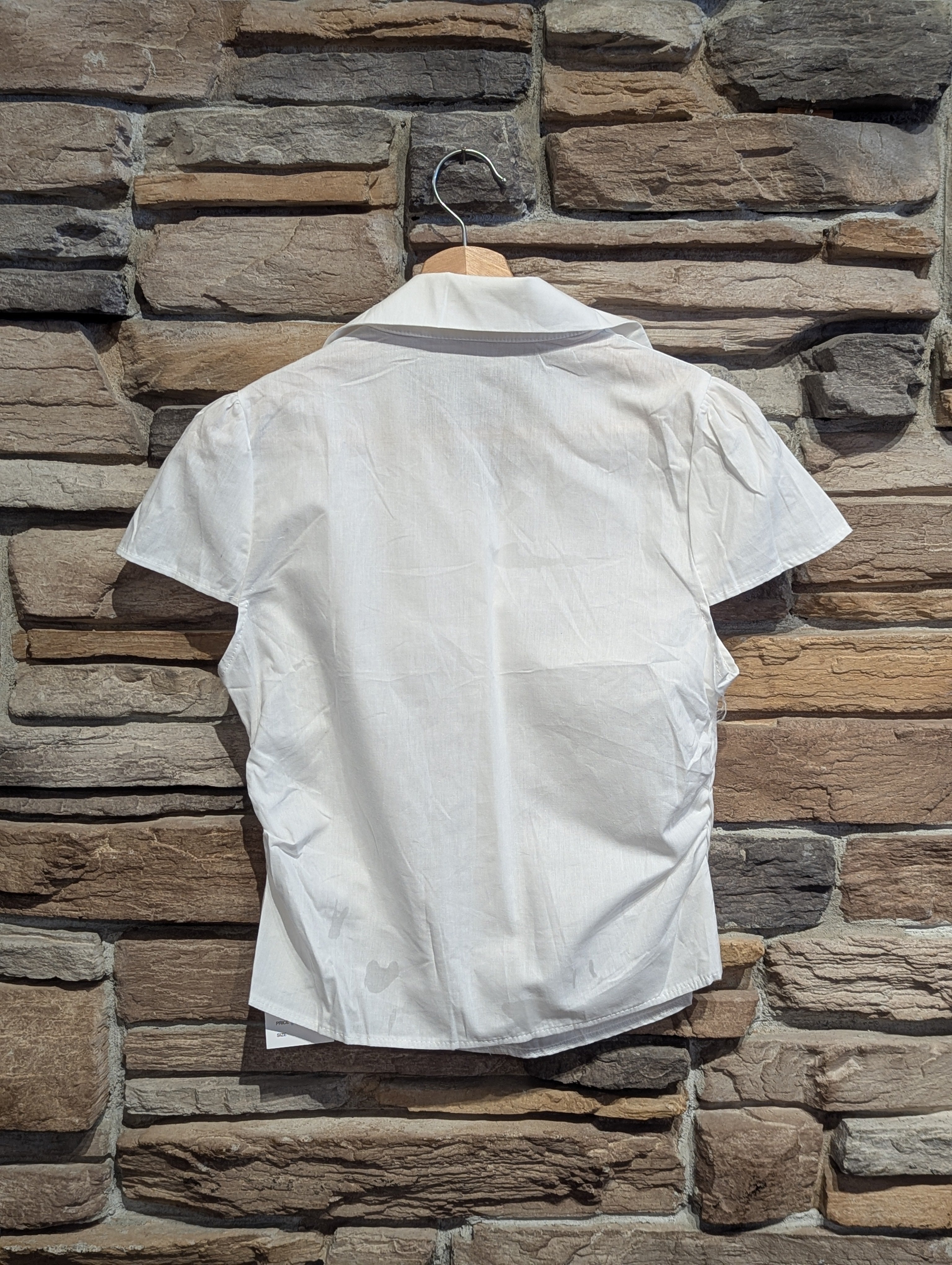 Short Sleeve Ruched Button Down