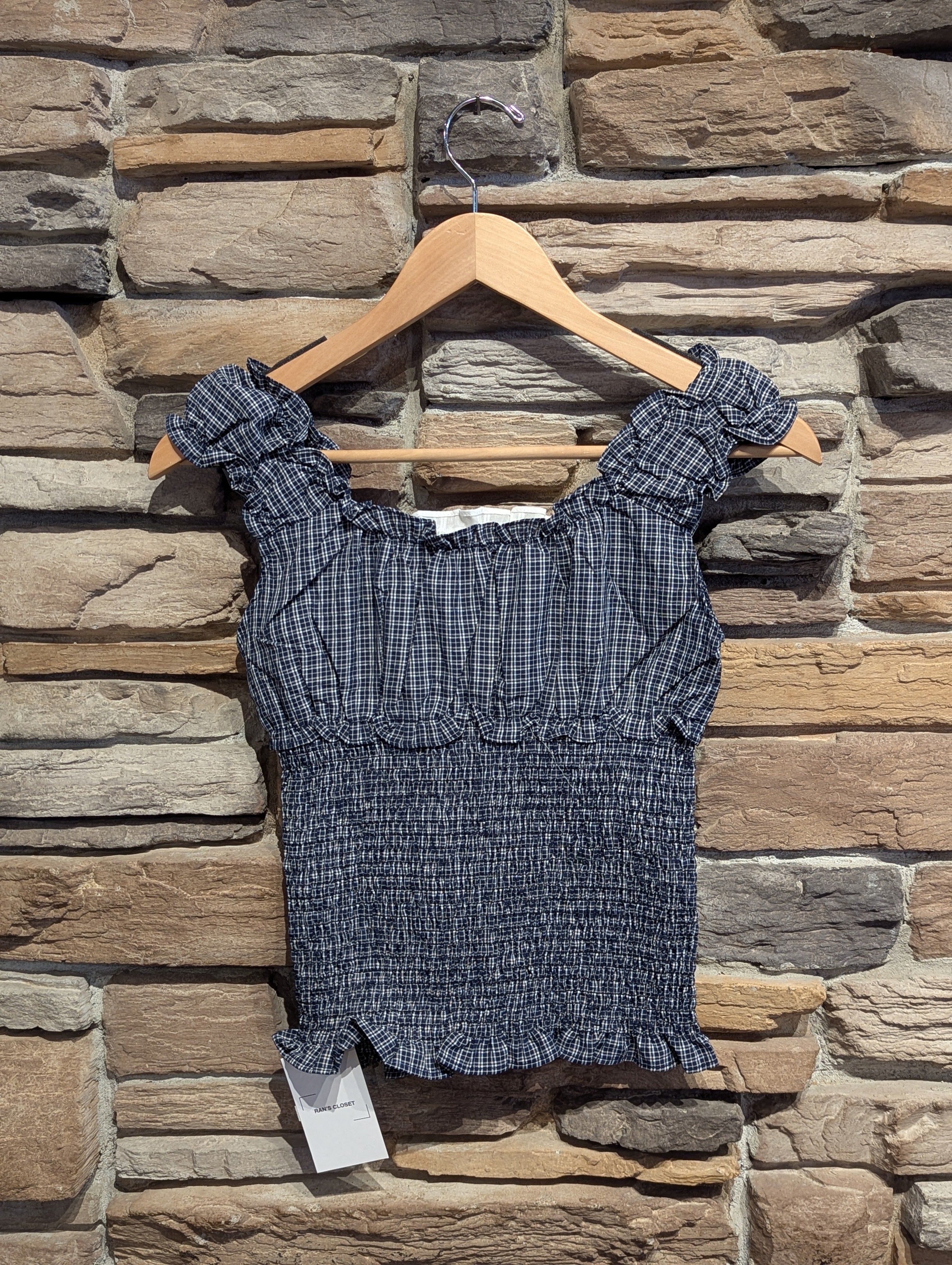 Park Picnic Smocked Check Ruffle Top