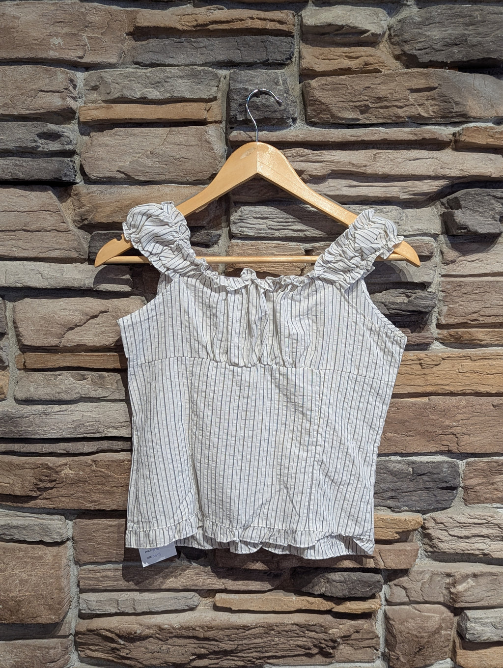 Meadow Mist Ruffle Neck Sleeveless Button-Up