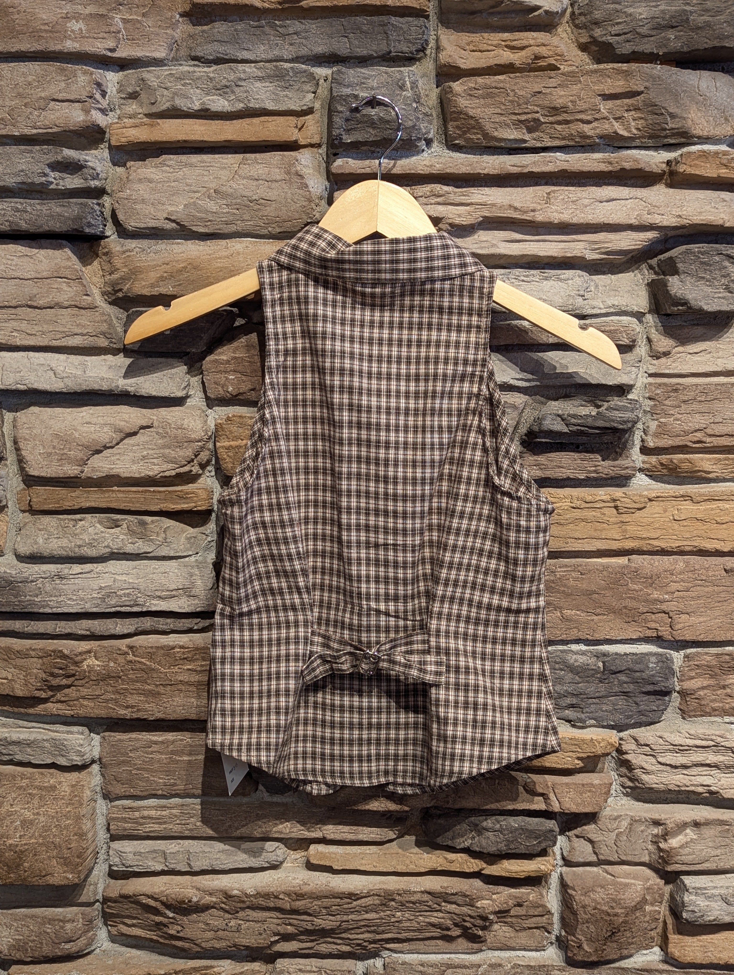 Riverside Check Halter Button-Up Top