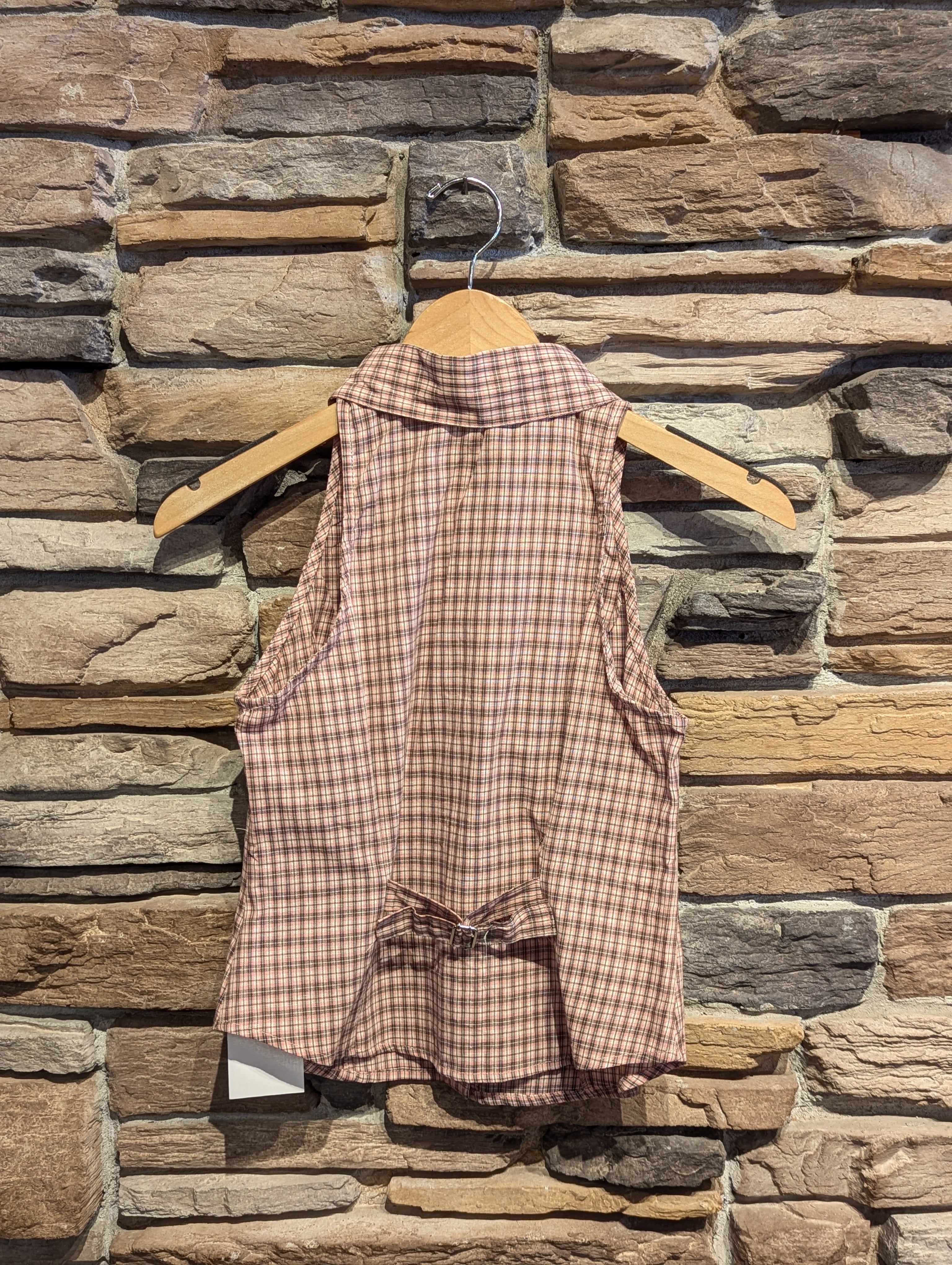 Riverside Check Halter Button-Up Top