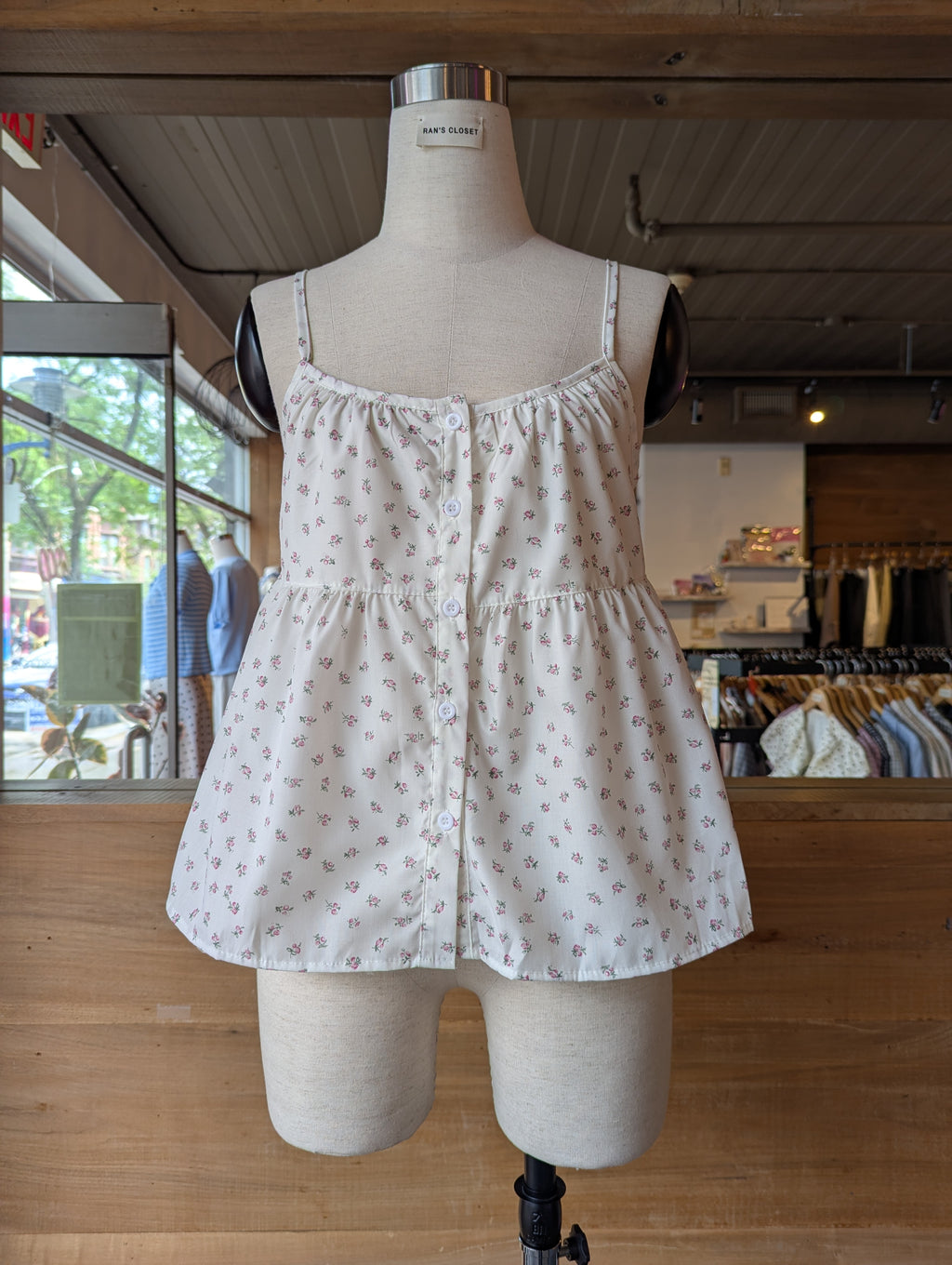 Secret Garden Button Front Babydoll Tank Top