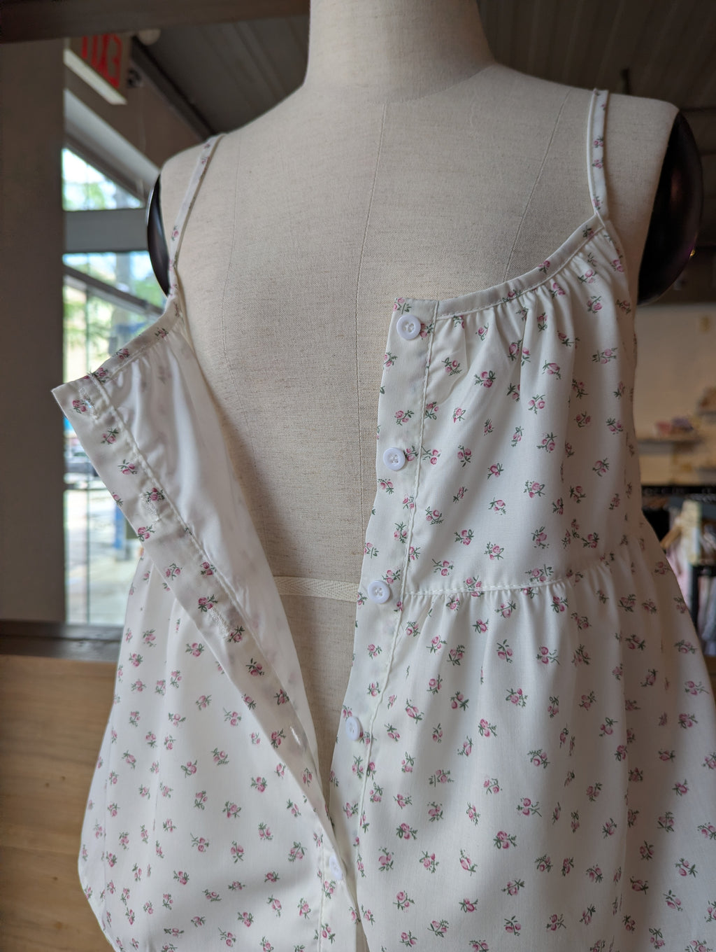 Secret Garden Button Front Babydoll Tank Top