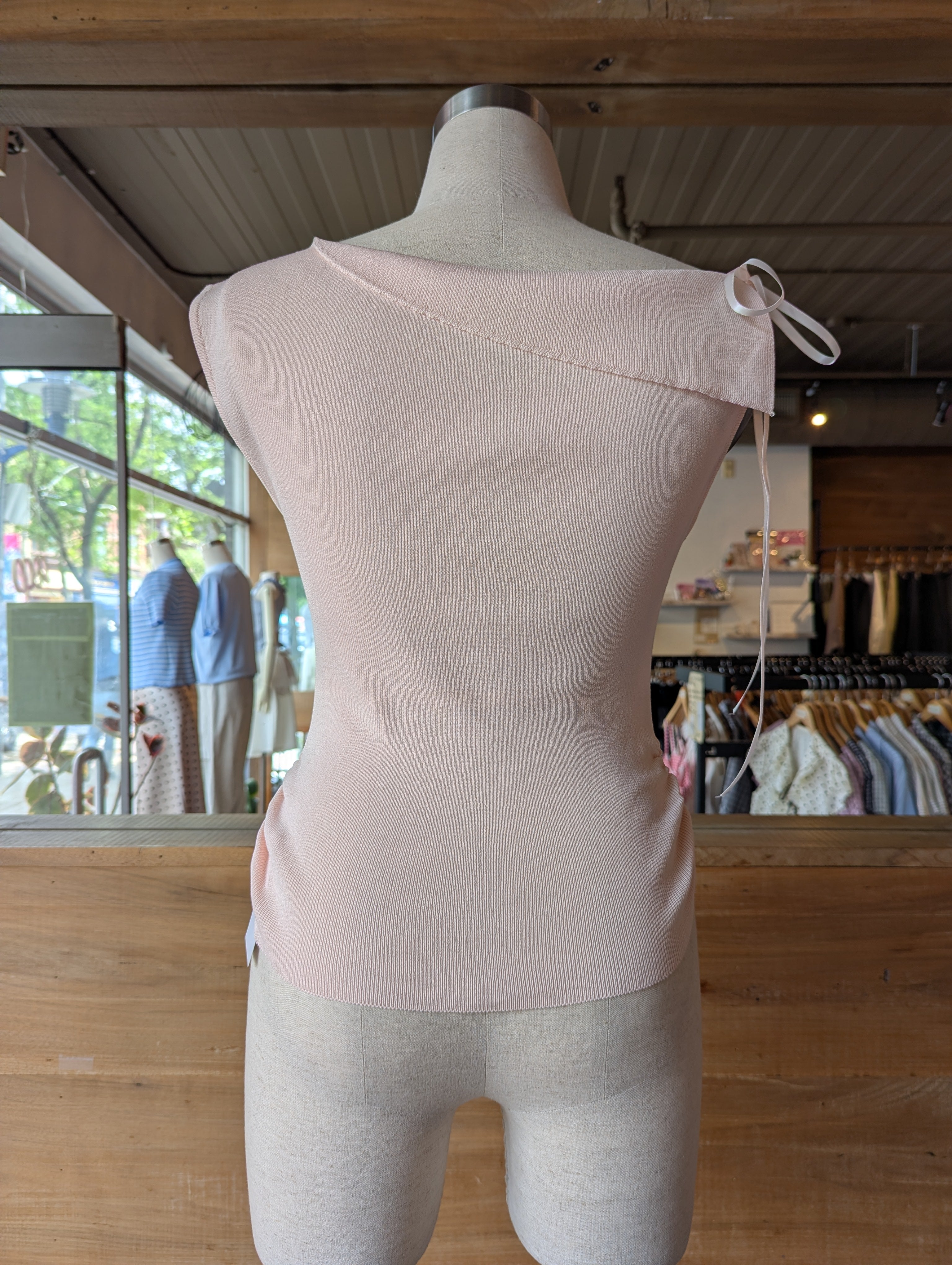 Cloud Drape Asymmetrical Foldover Neck Knit Top