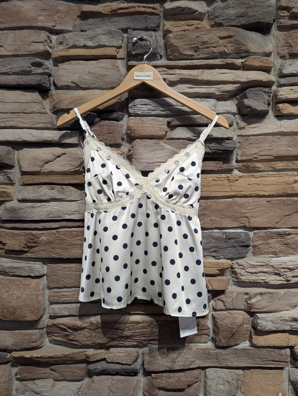 Sweetheart Lace Trim Polka Dot Cami