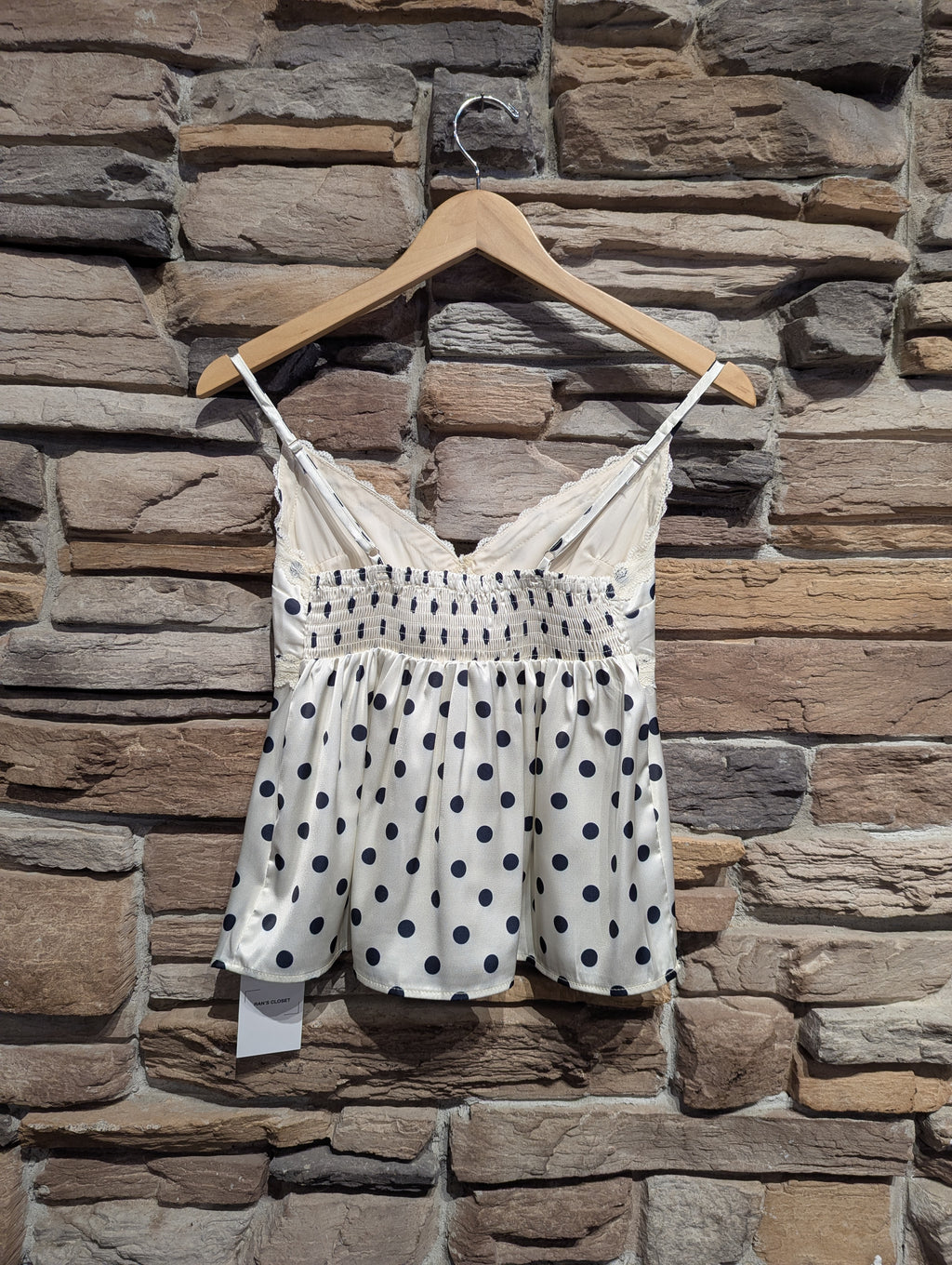 Sweetheart Lace Trim Polka Dot Cami