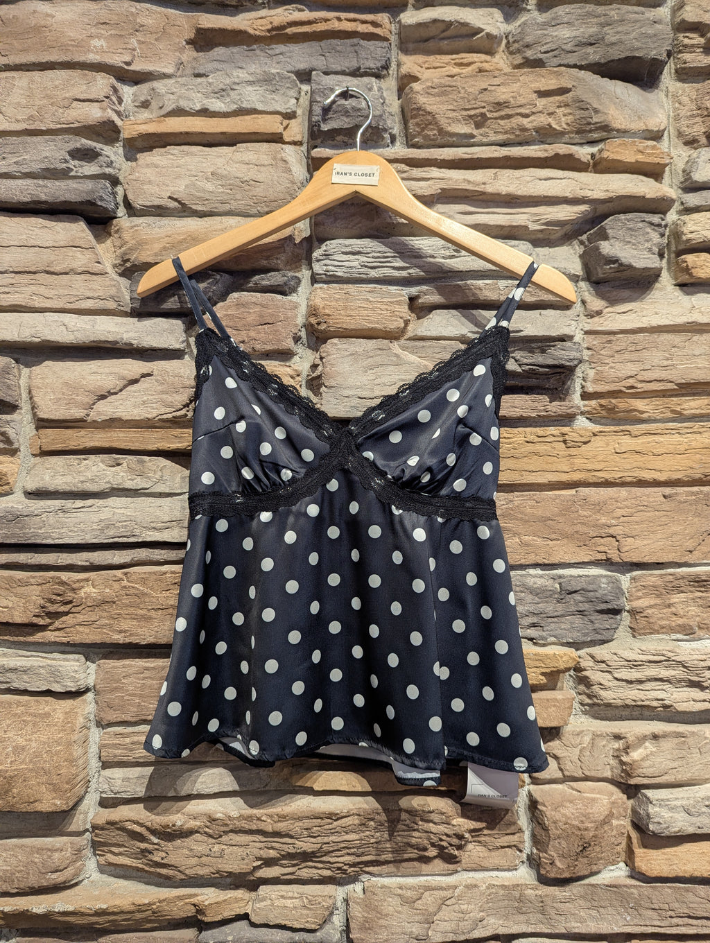Sweetheart Lace Trim Polka Dot Cami