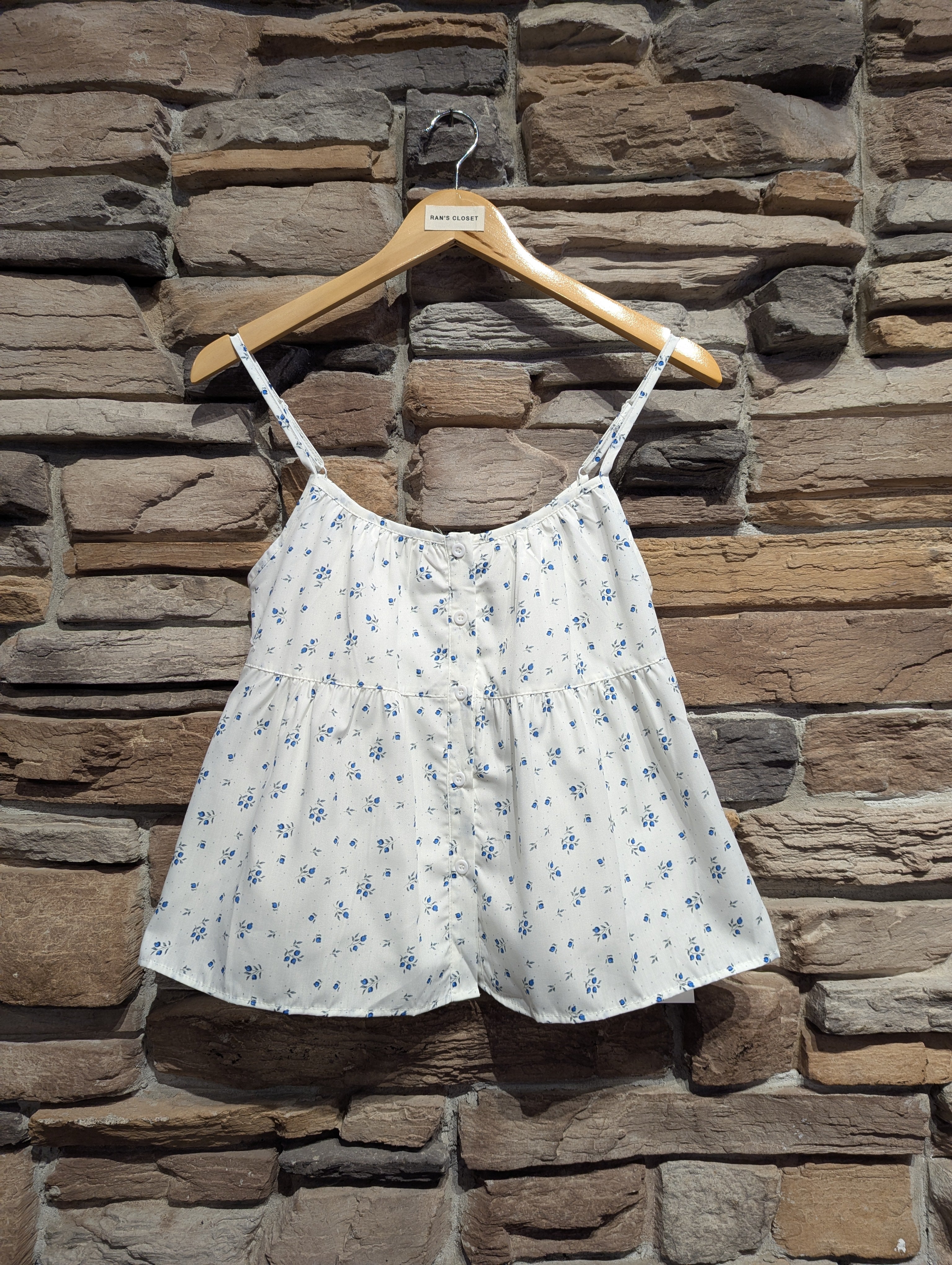 Secret Garden Button Front Babydoll Tank Top