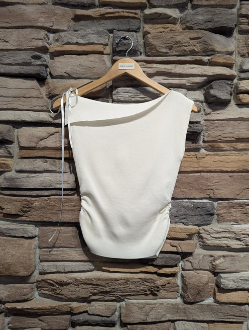 Cloud Drape Asymmetrical Foldover Neck Knit Top