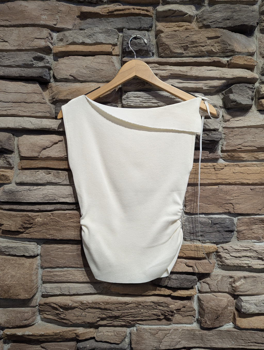 Cloud Drape Asymmetrical Foldover Neck Knit Top
