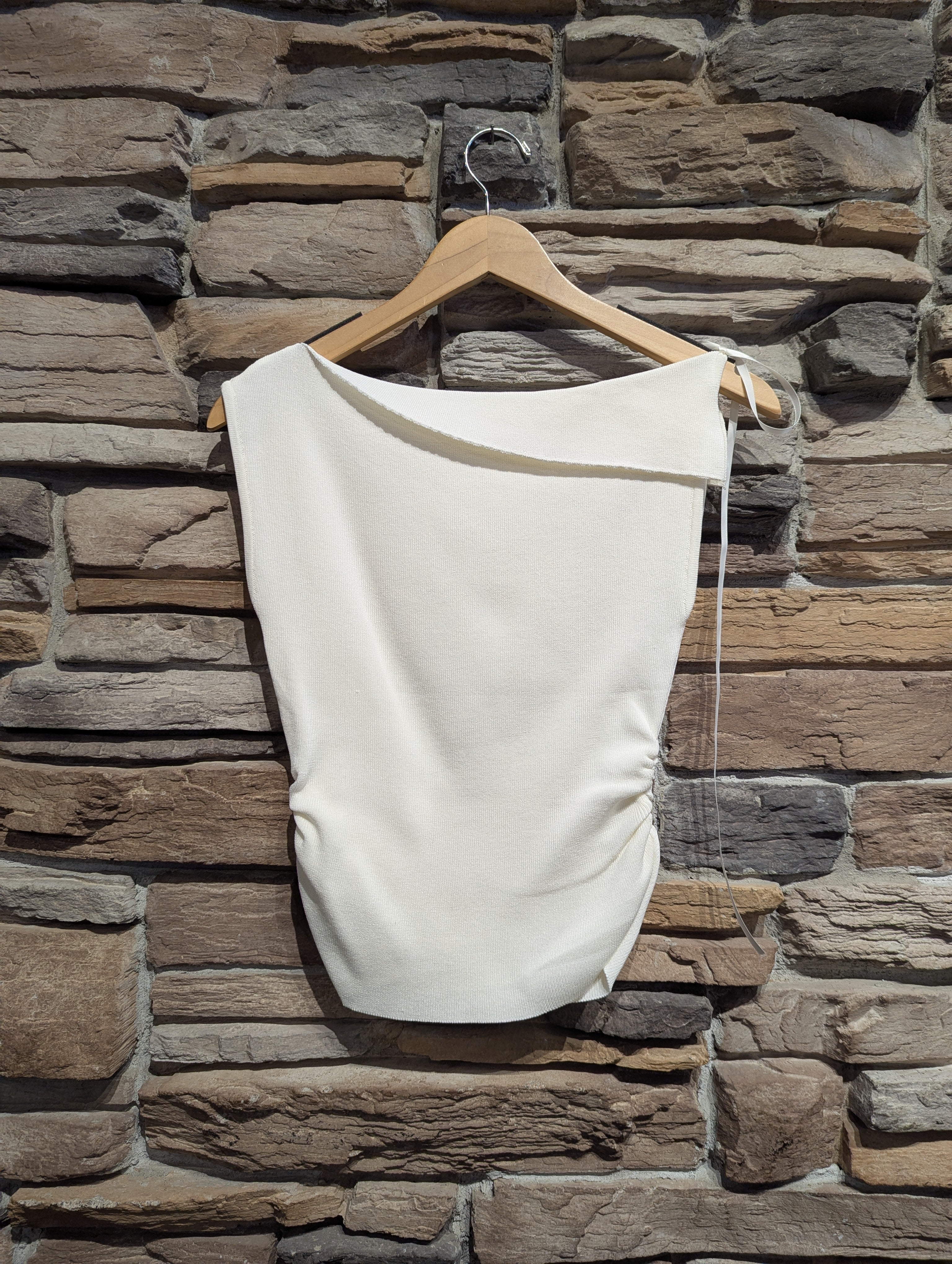 Cloud Drape Asymmetrical Foldover Neck Knit Top