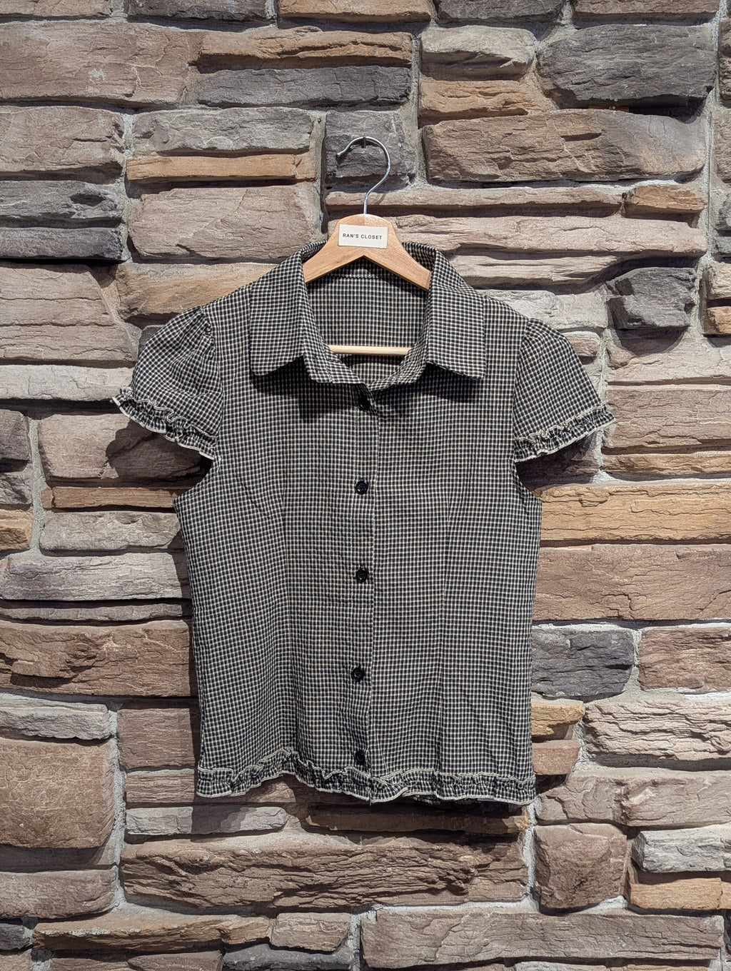 Balmy Plaid Ruffle Hem Button Down
