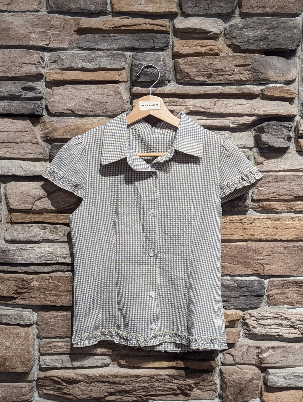 Balmy Plaid Ruffle Hem Button Down