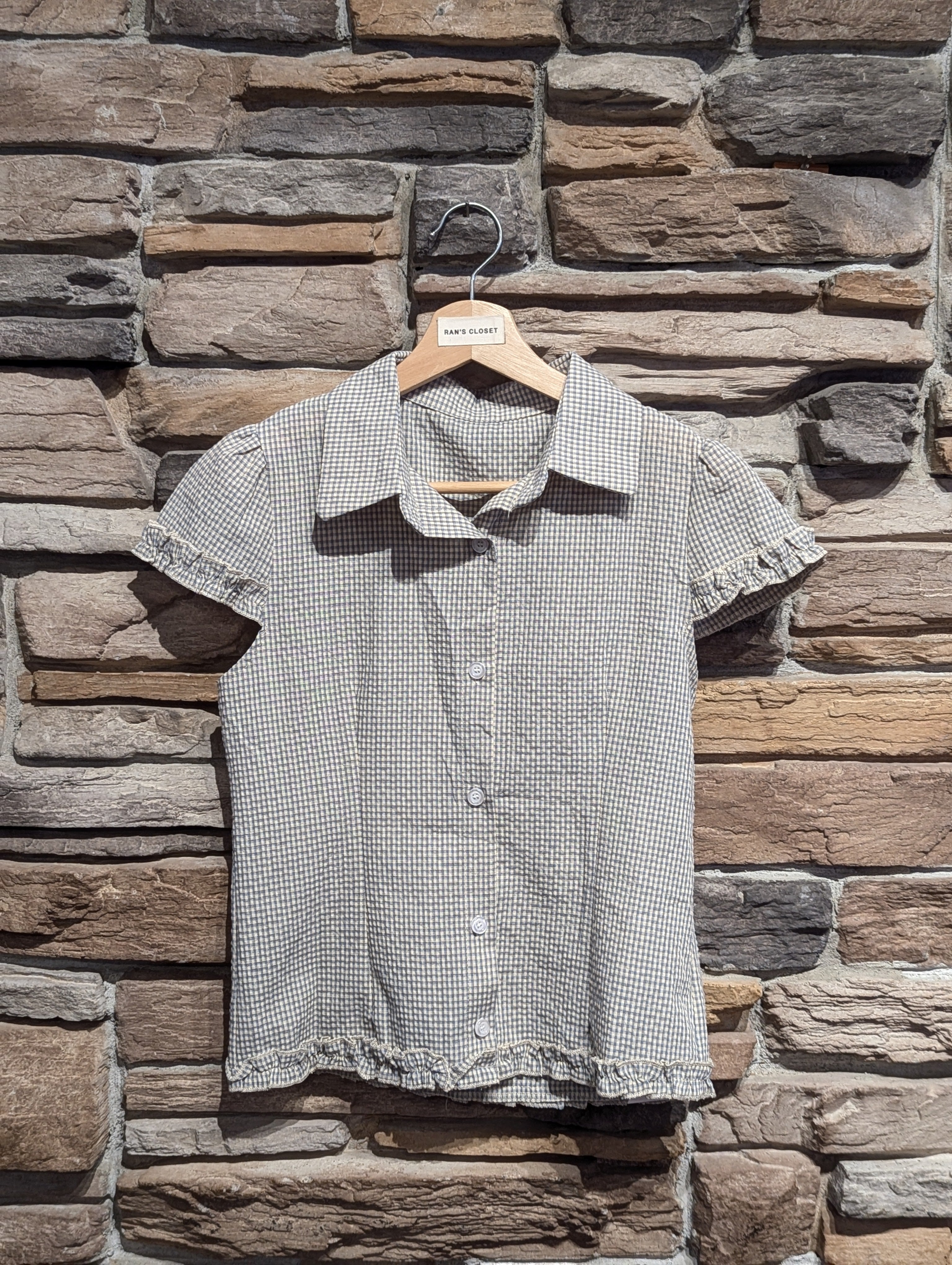 Balmy Plaid Ruffle Hem Button Down