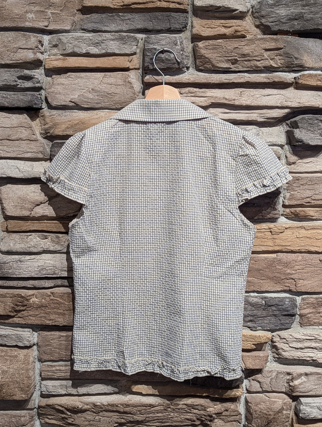 Balmy Plaid Ruffle Hem Button Down