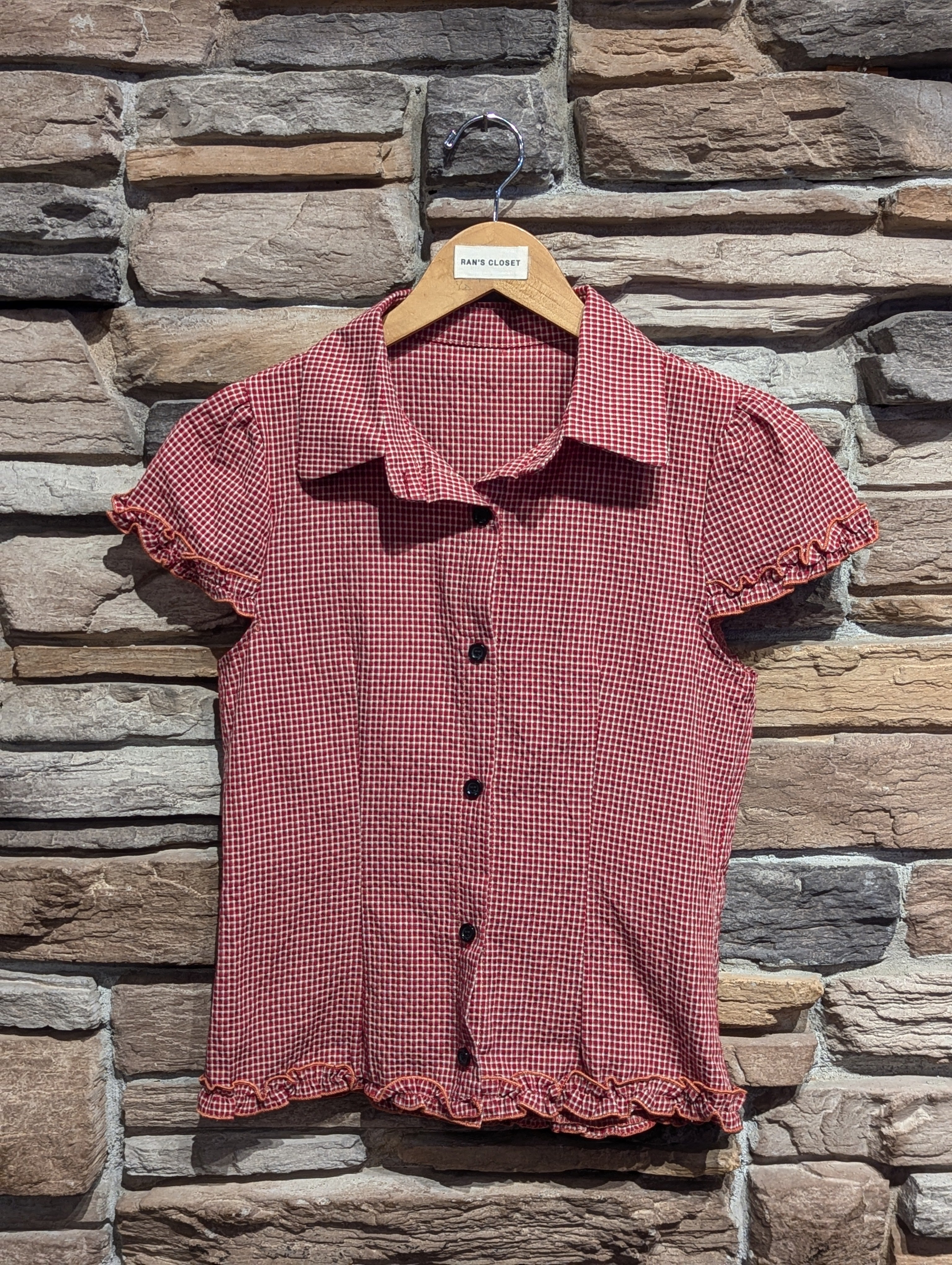 Balmy Plaid Ruffle Hem Button Down
