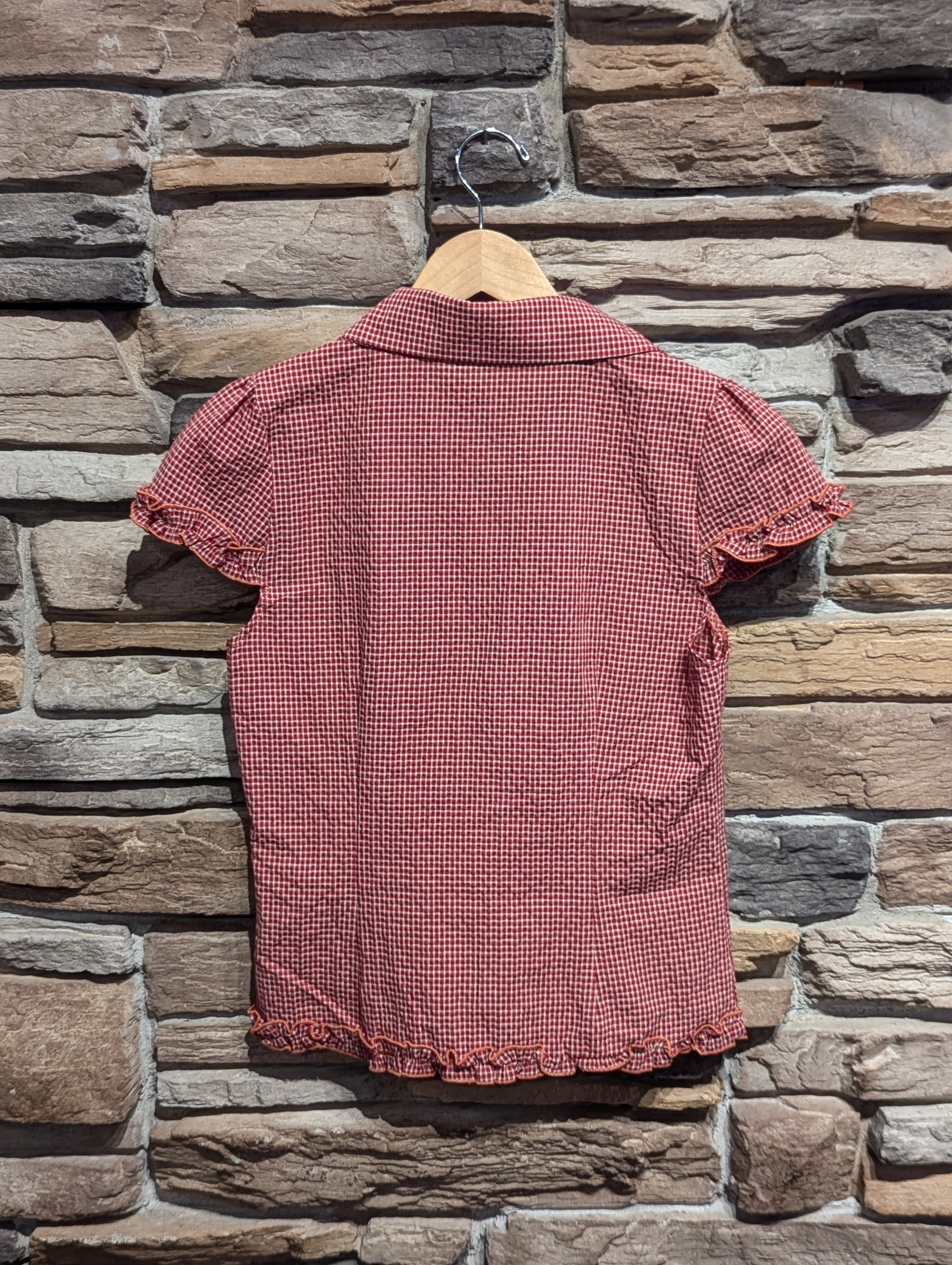 Balmy Plaid Ruffle Hem Button Down
