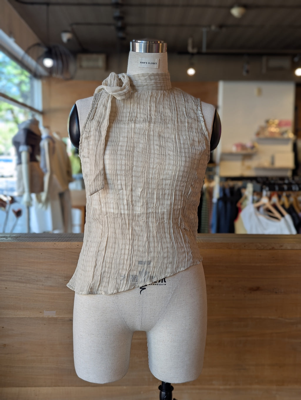 Cappuccino Cloud Tie-Neck Tank Top