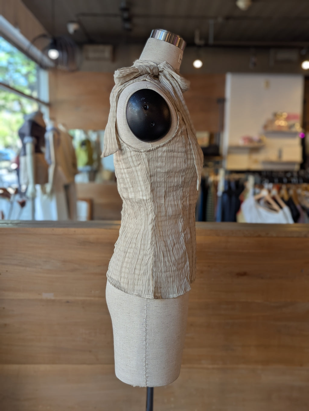 Cappuccino Cloud Tie-Neck Tank Top