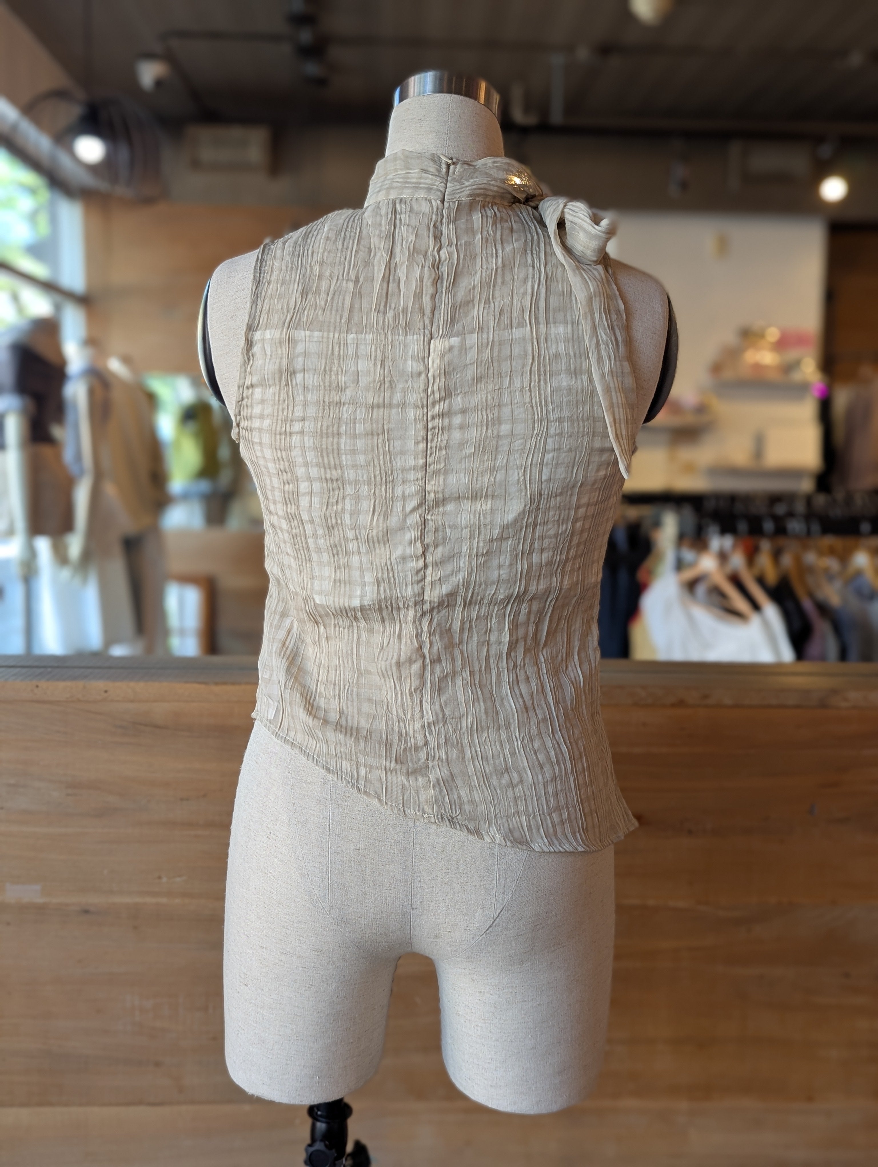 Cappuccino Cloud Tie-Neck Tank Top