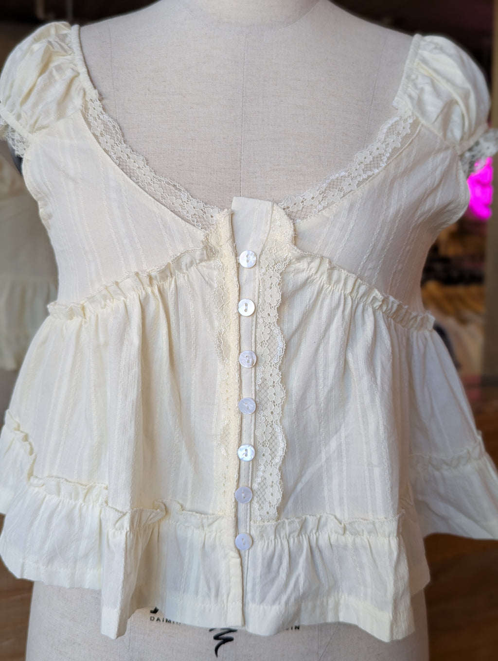 Milk and Honey Button Front Babydoll Blouse