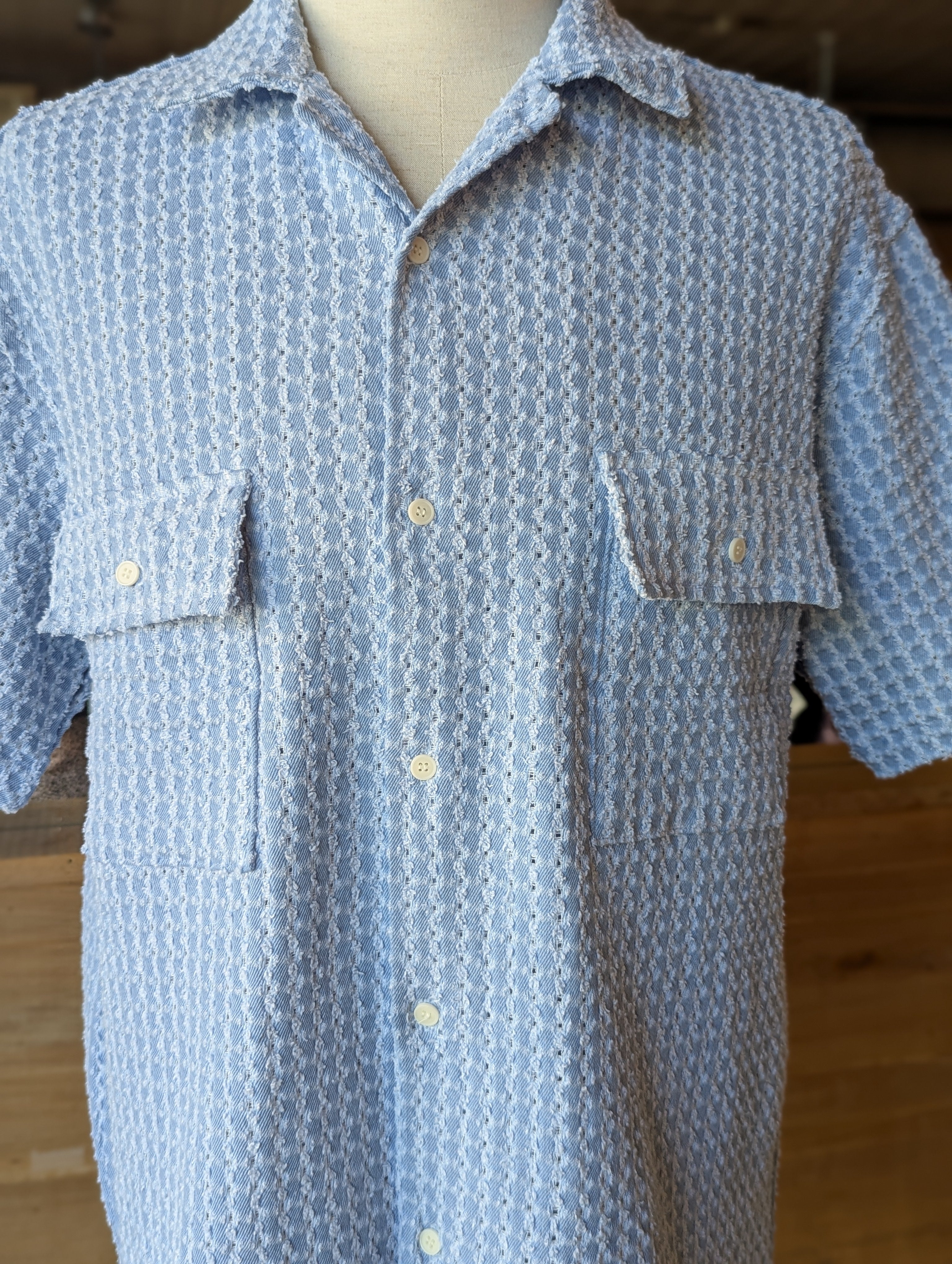 Denim Edge Button-Up Top