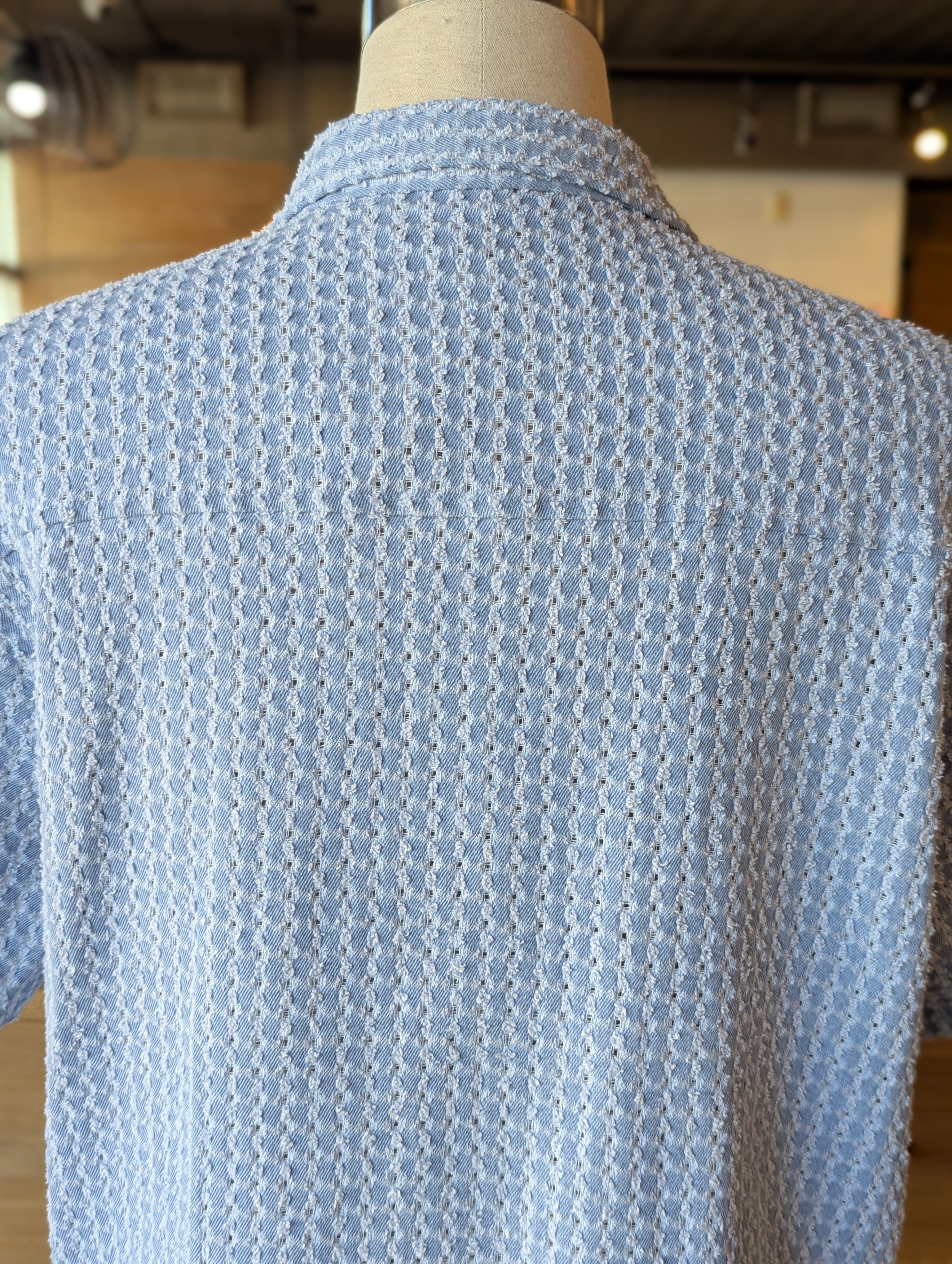 Denim Edge Button-Up Top