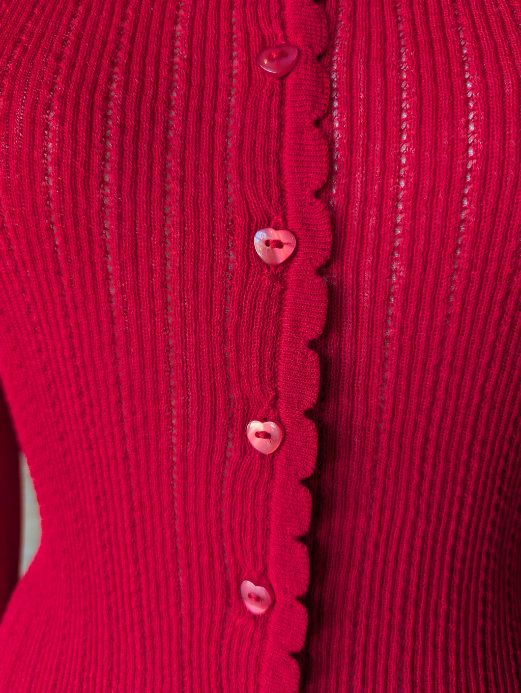 Love Note Heart Button Sheer Cardigan