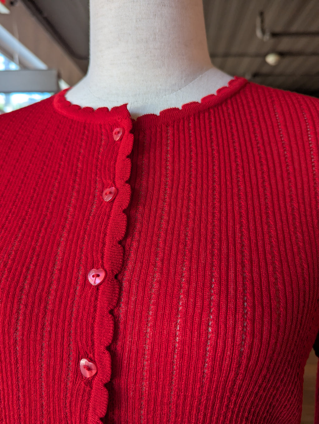 Love Note Heart Button Sheer Cardigan