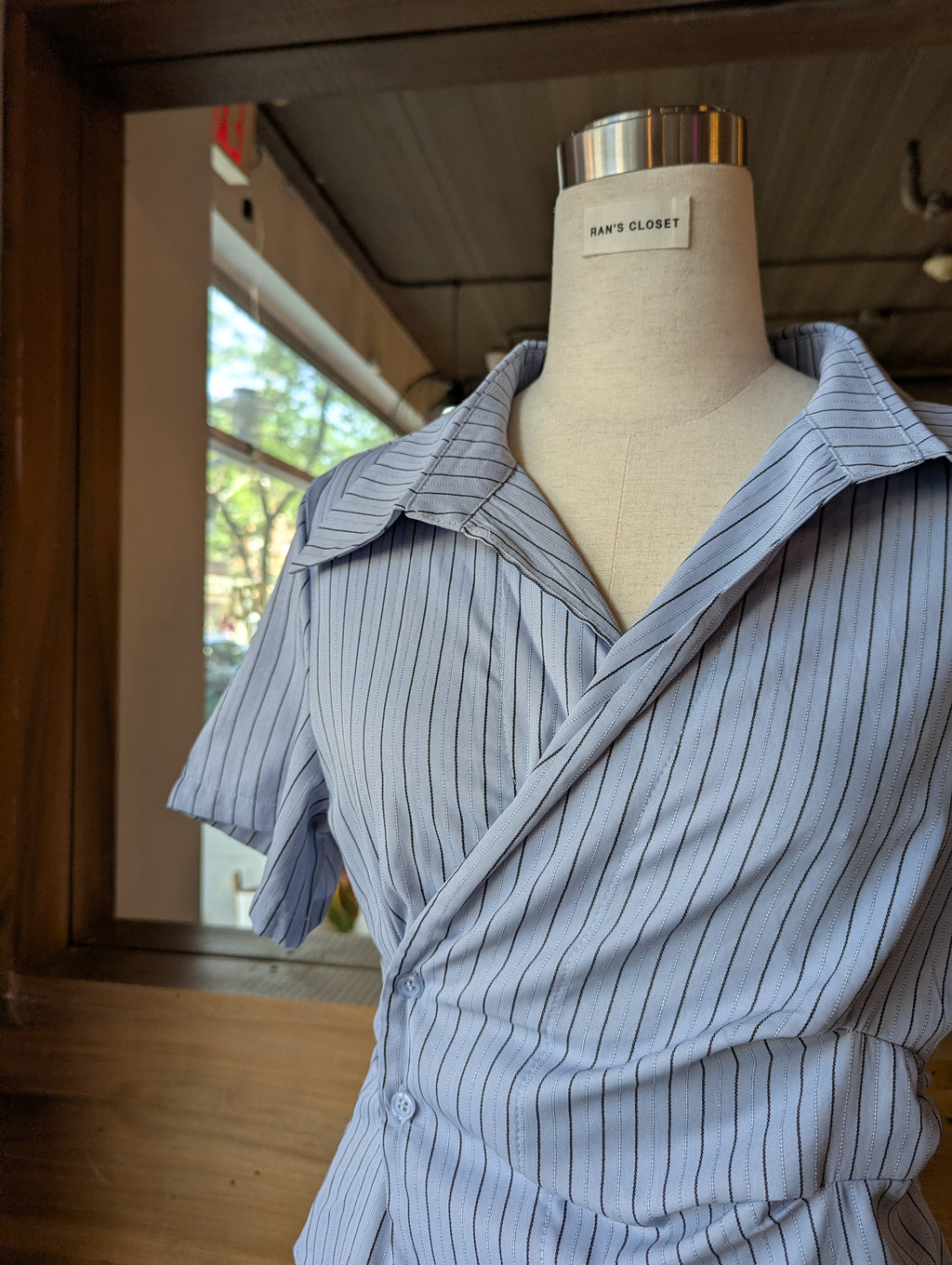 East End Asymmetrical Short Sleeve Wrap Blouse