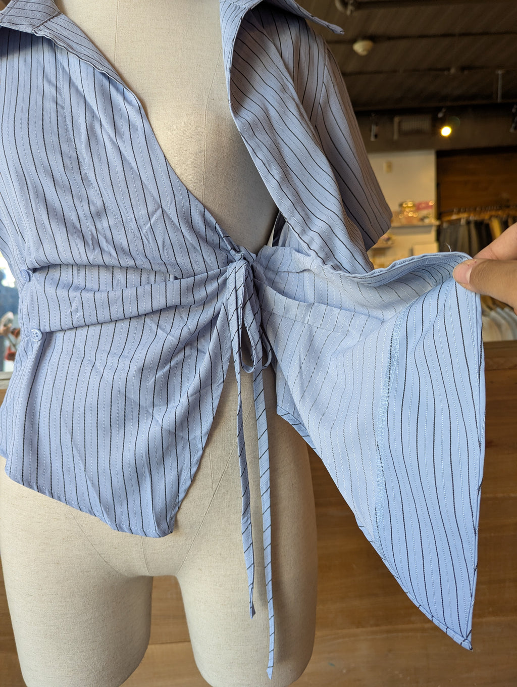 East End Asymmetrical Short Sleeve Wrap Blouse