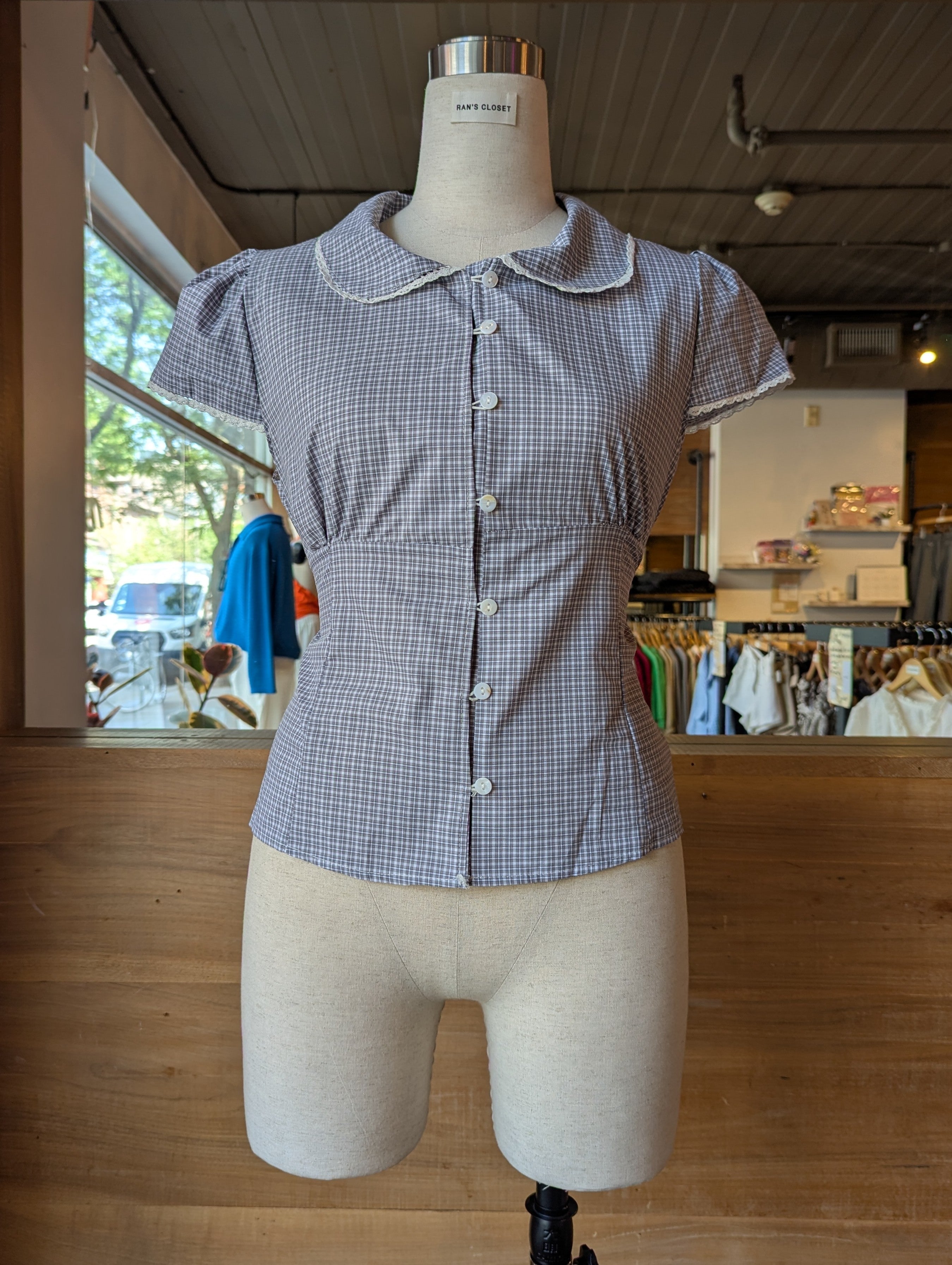 Cottage Keepsake Peter Pan Collar Tie Back Top