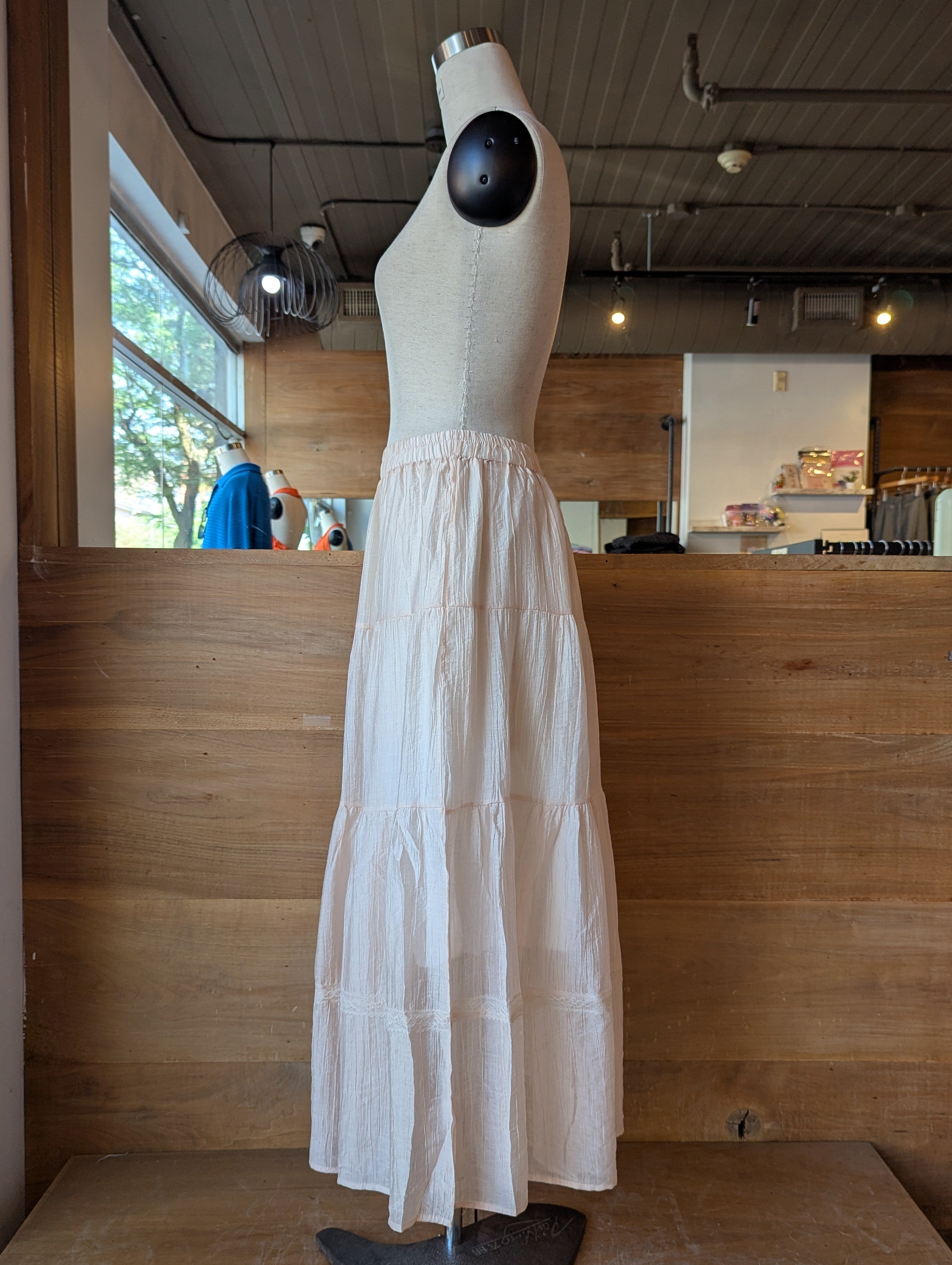 Morning Dew Sheer Tiered Maxi Skirt with Lining