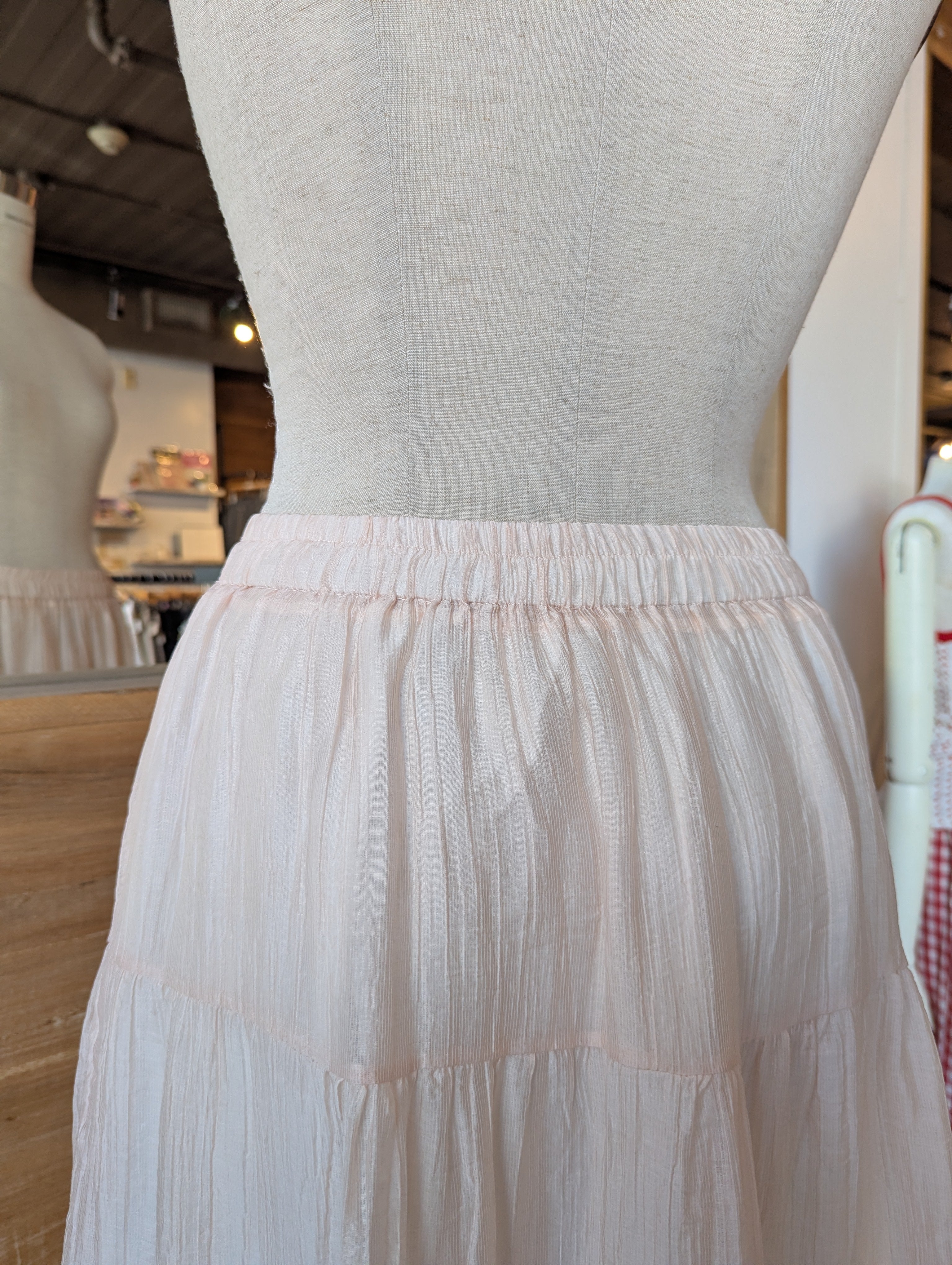 Morning Dew Sheer Tiered Maxi Skirt with Lining