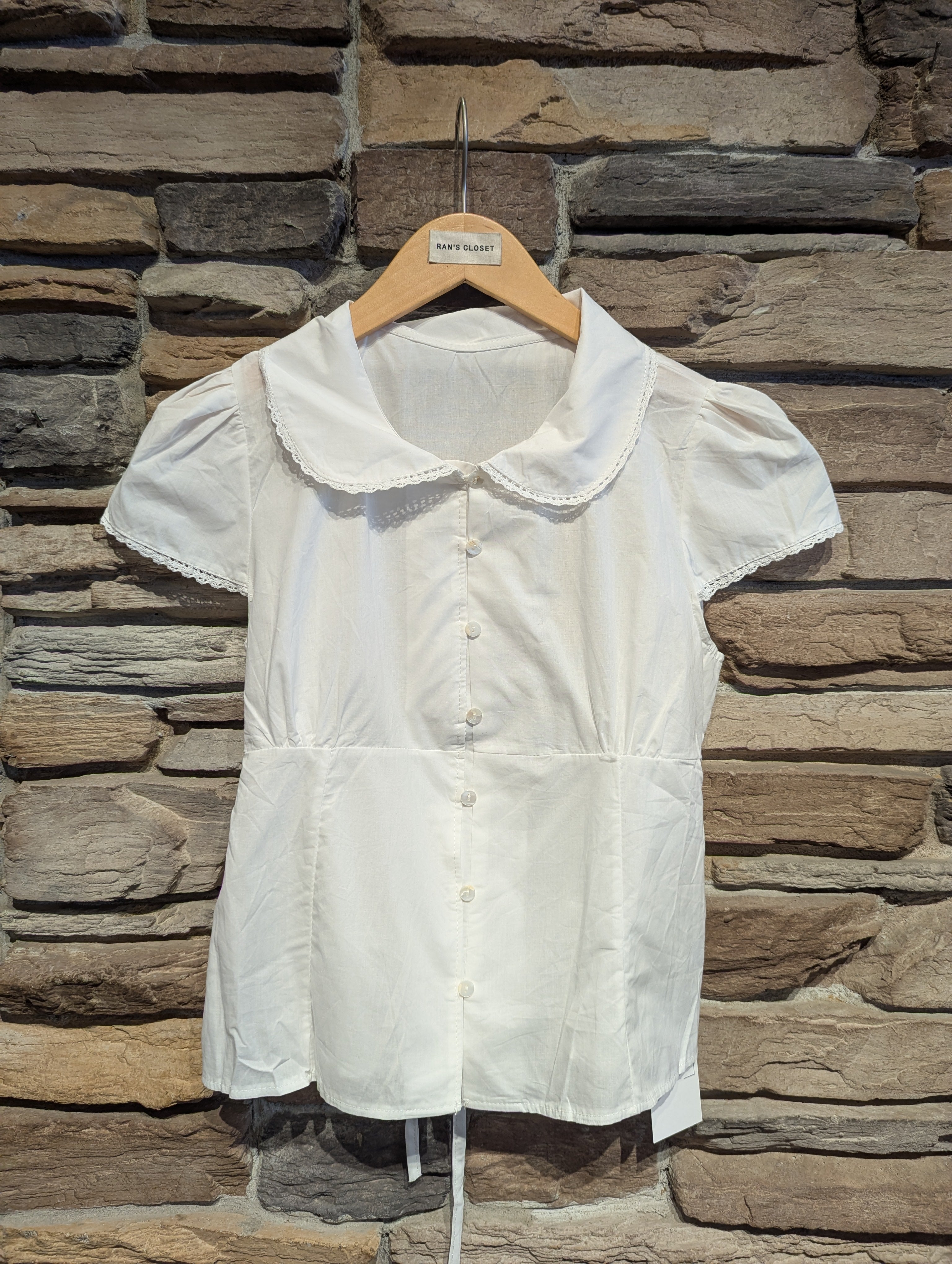 Cottage Keepsake Peter Pan Collar Tie Back Top