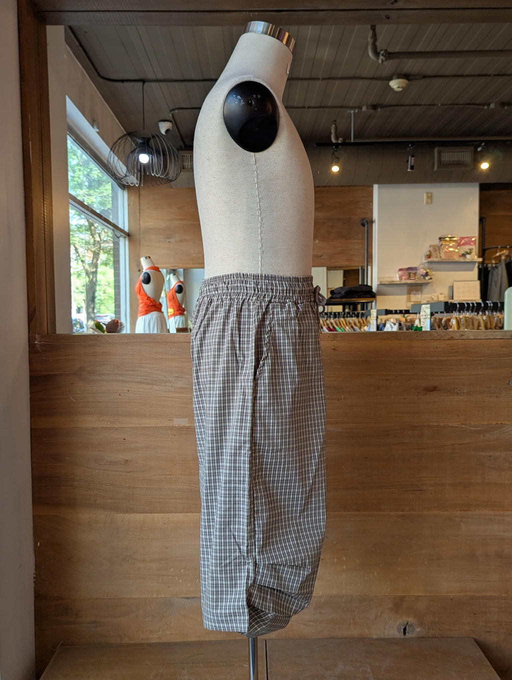 Lakeside Escape Draped Knee Length Plaid Short
