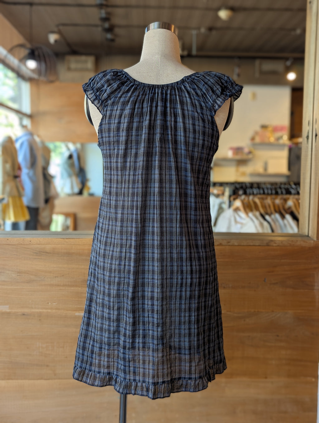 Nocturne Plaid Button-Up Babydoll Dress