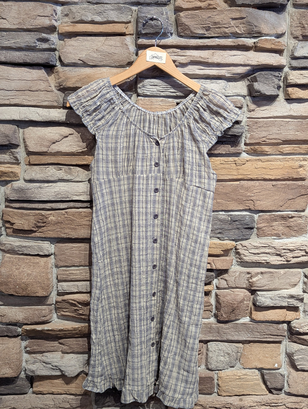 Nocturne Plaid Button-Up Babydoll Dress