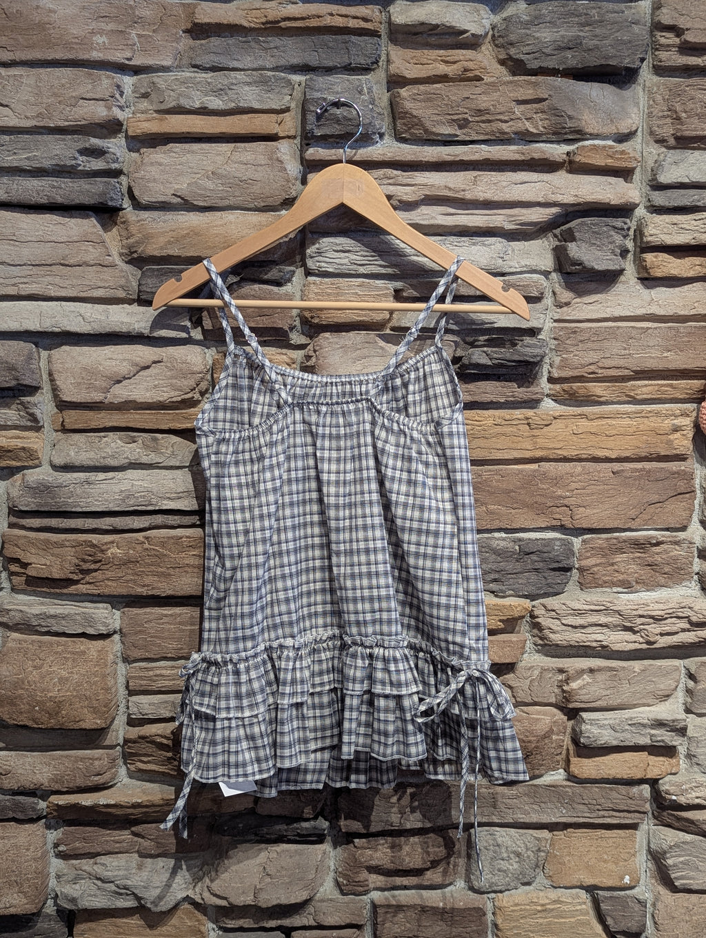 Summer Story Plaid Ruffle Hem Tank Top