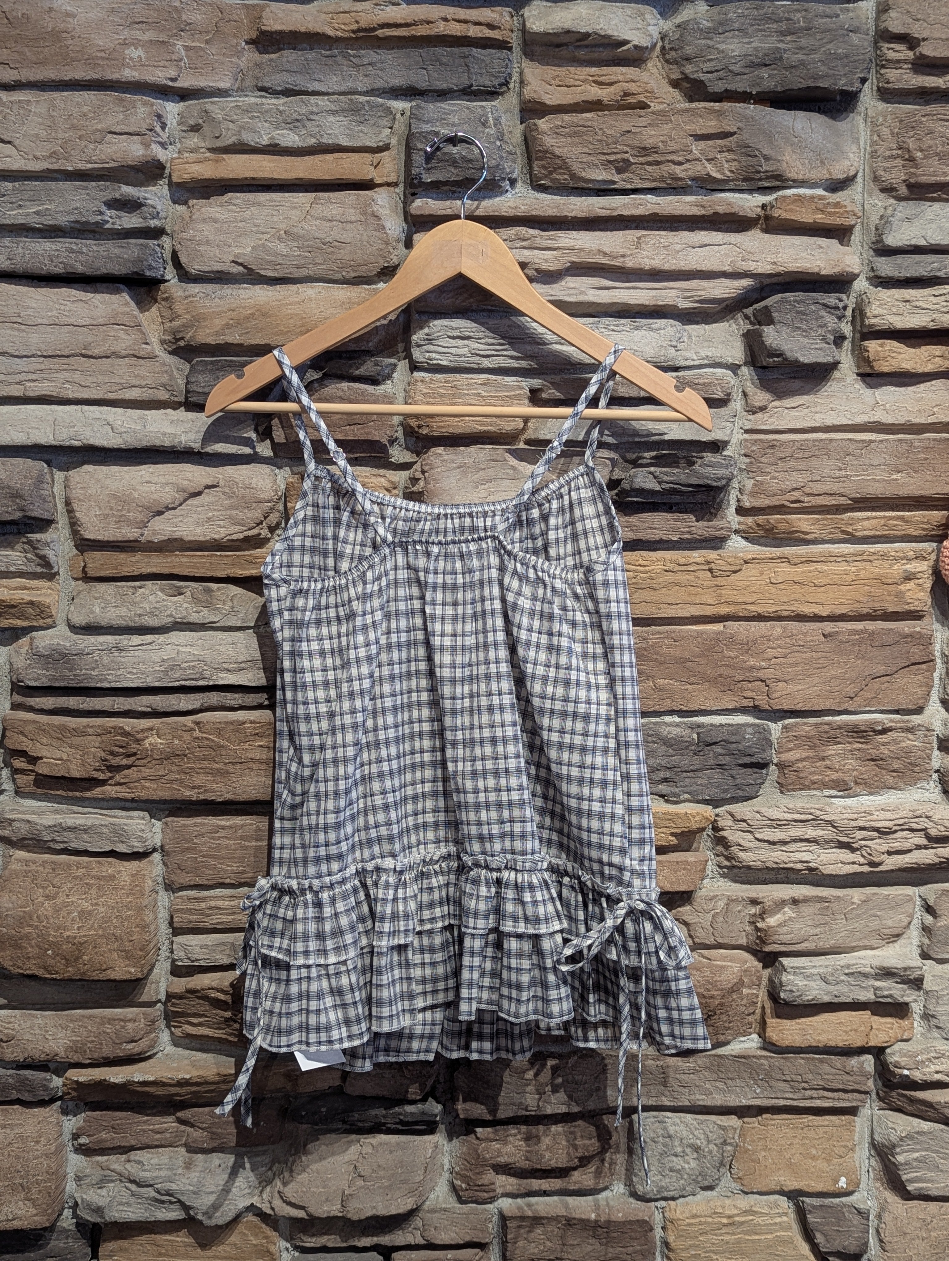 Summer Story Plaid Ruffle Hem Tank Top