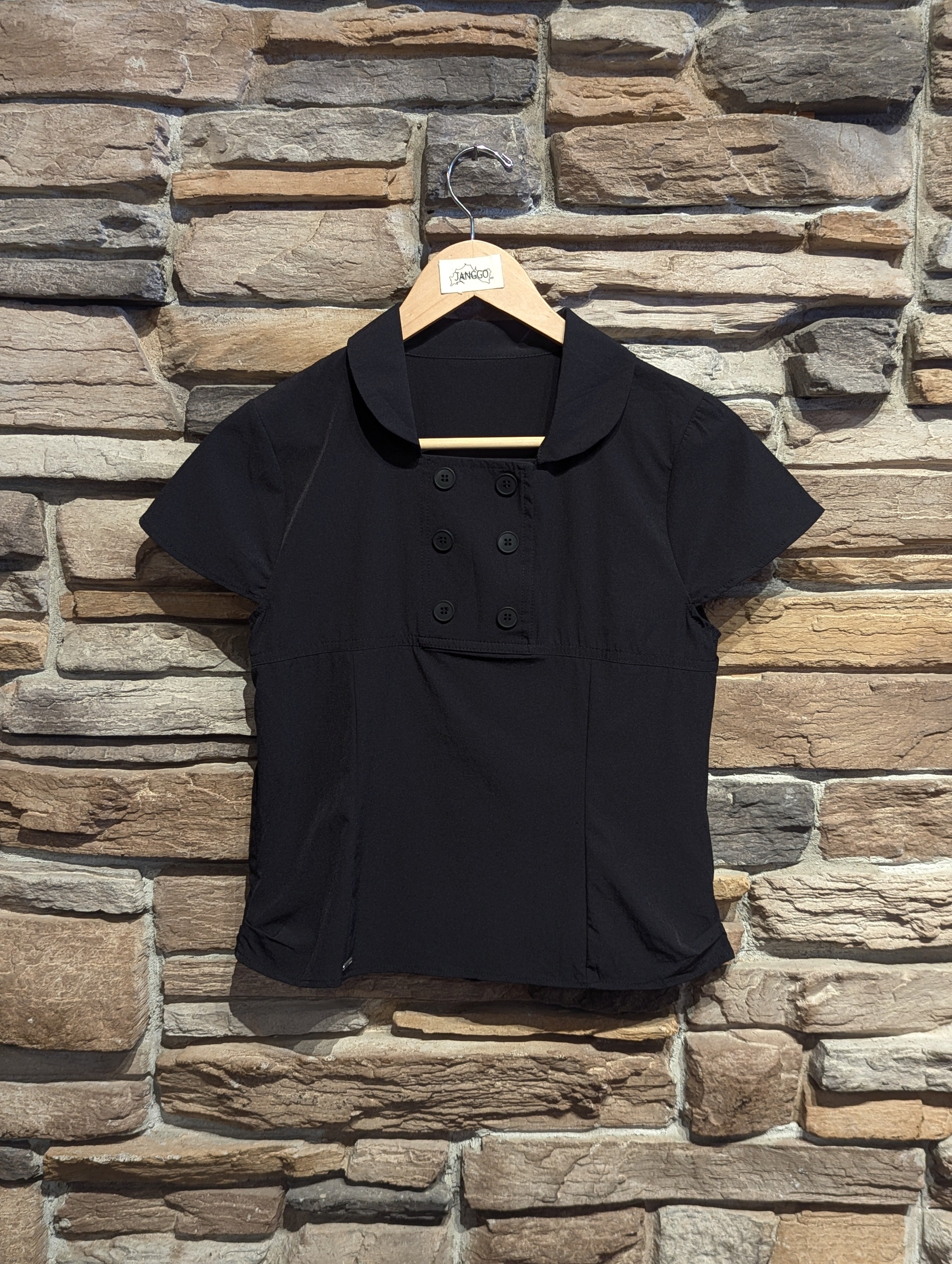 Earl Grey Double-Breasted Button Top