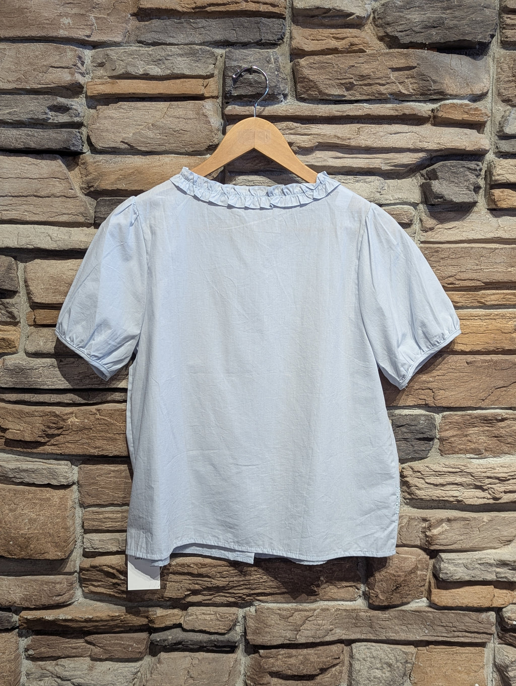 Buttercup Puff Sleeve Eyelet Button-Down Blouse